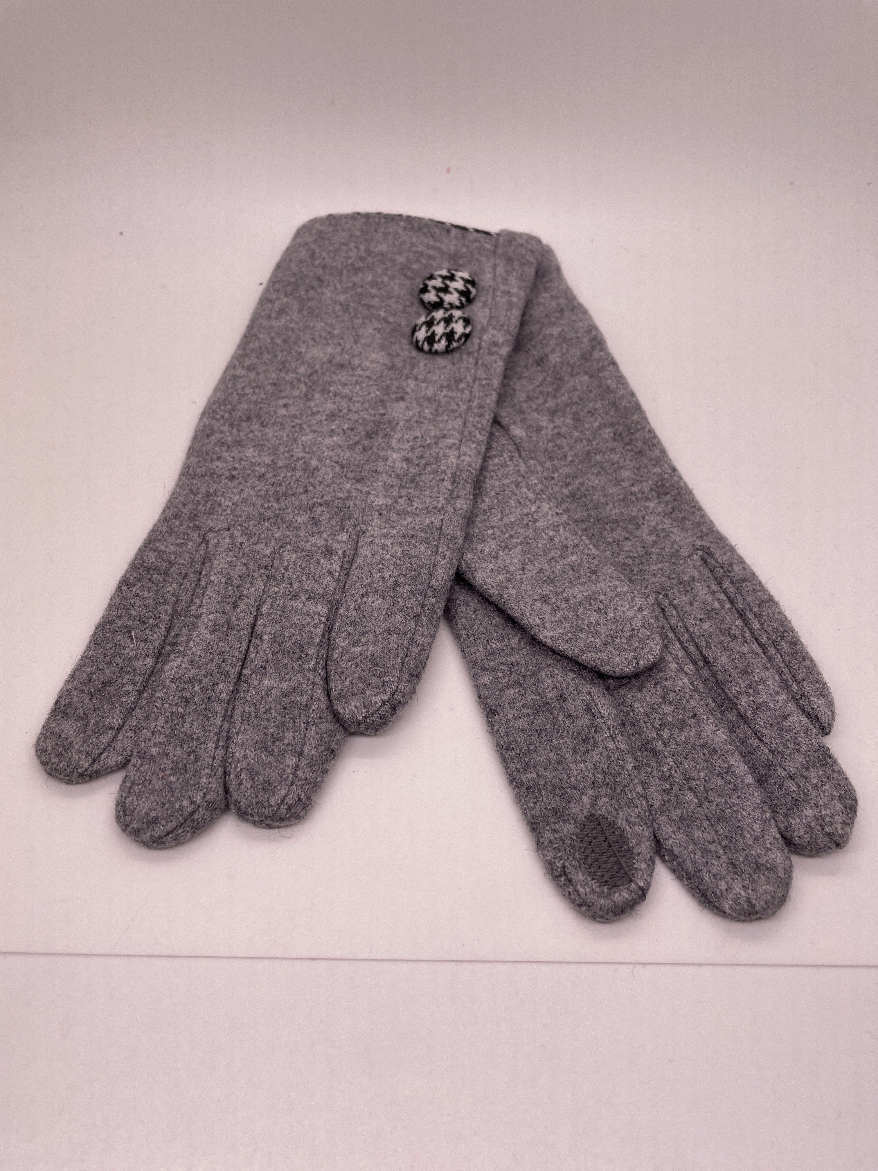 Grey Solid Houndstooth Glove