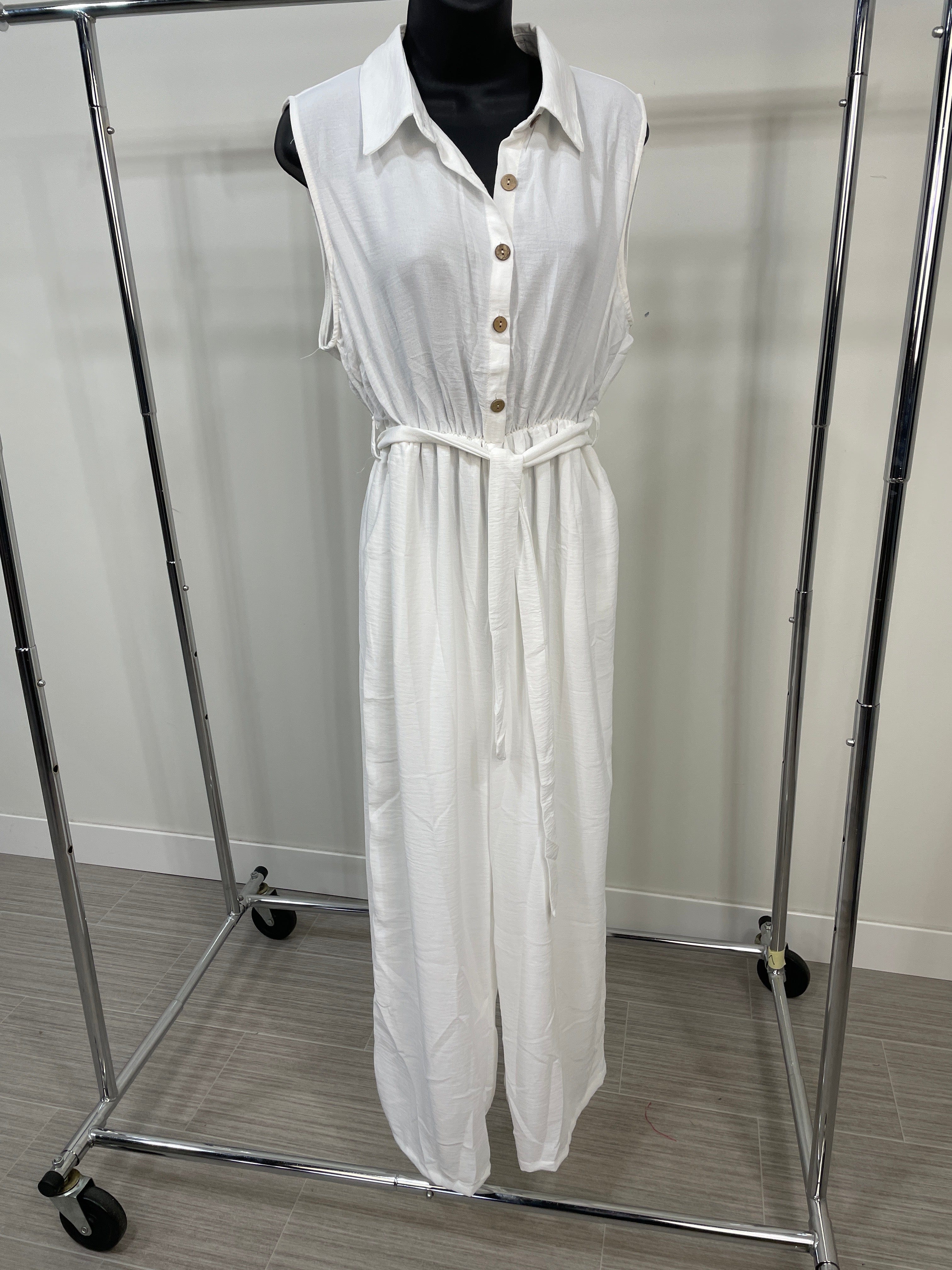 White Belted Jumpsuit