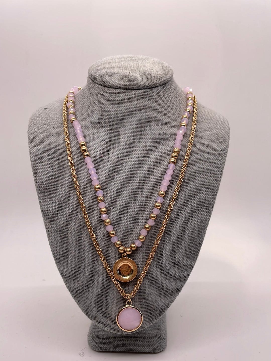 Pink Gem Stone Layer Necklace