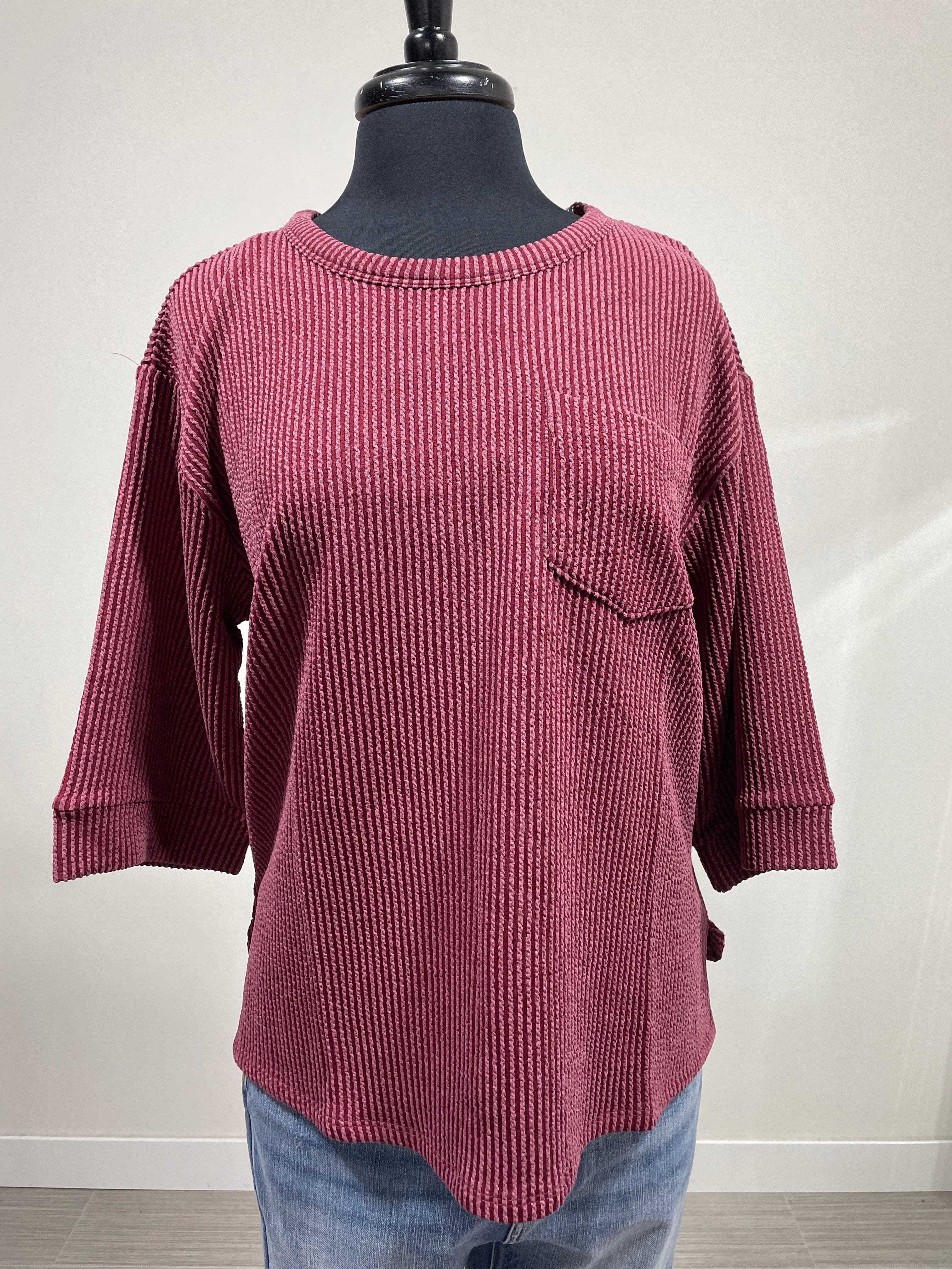 Wine Ribbed Top