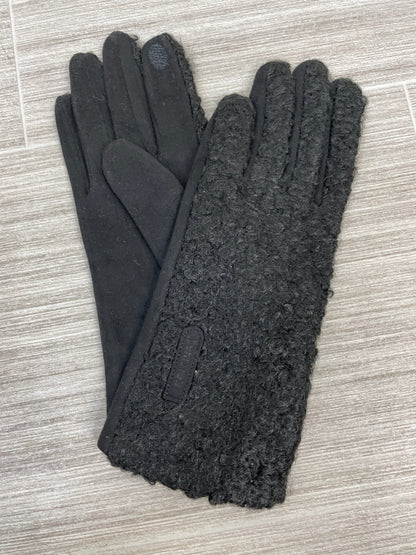 Black Boucle & Suede Glove