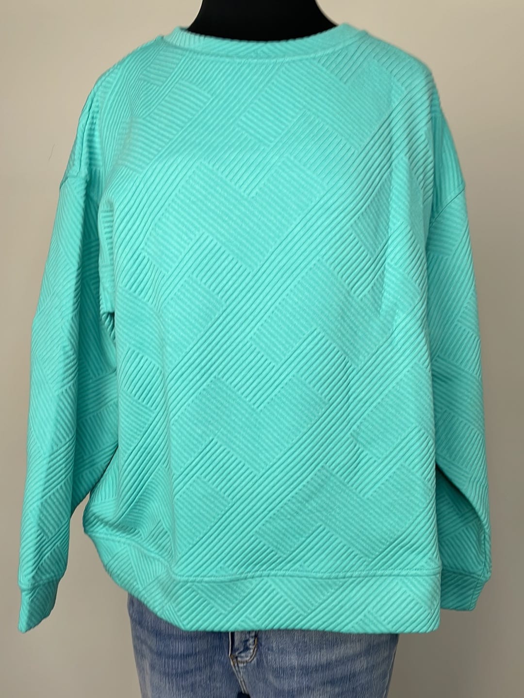 Turquoise Textured Lounge Wear Top