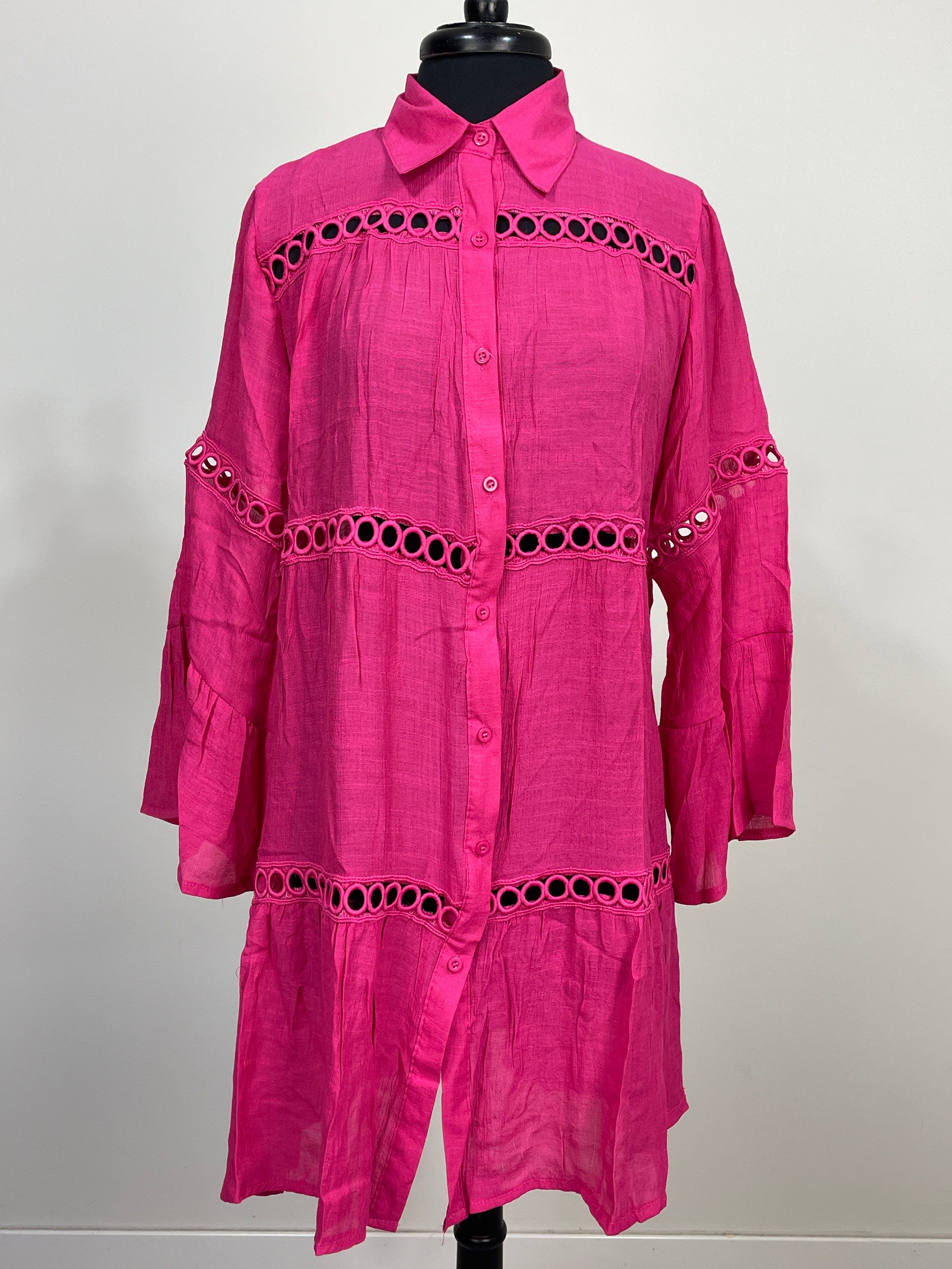 Fuchsia Gauze Dolman Flowy Coverup