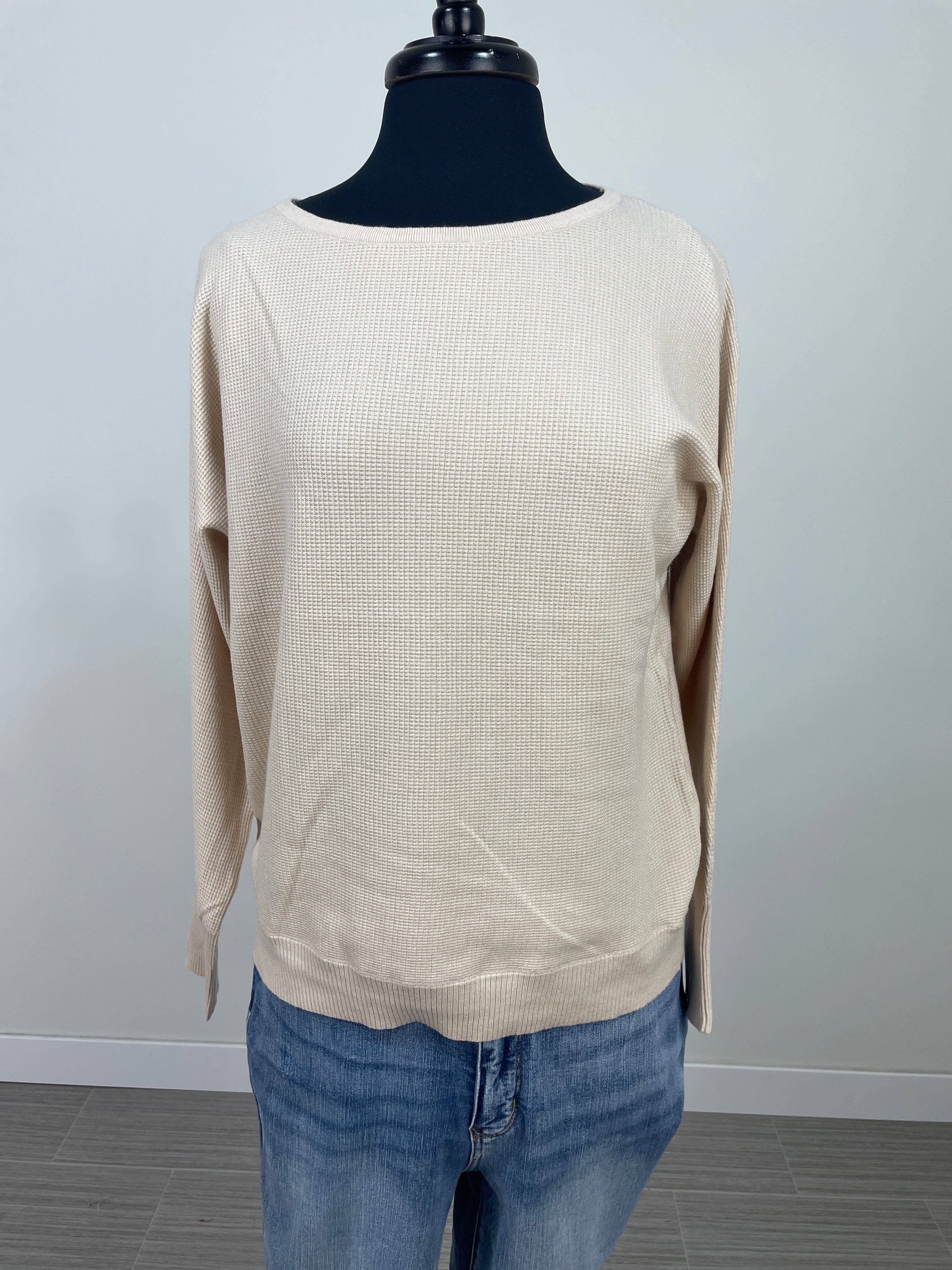 Oatmeal Boat Neck Sweater