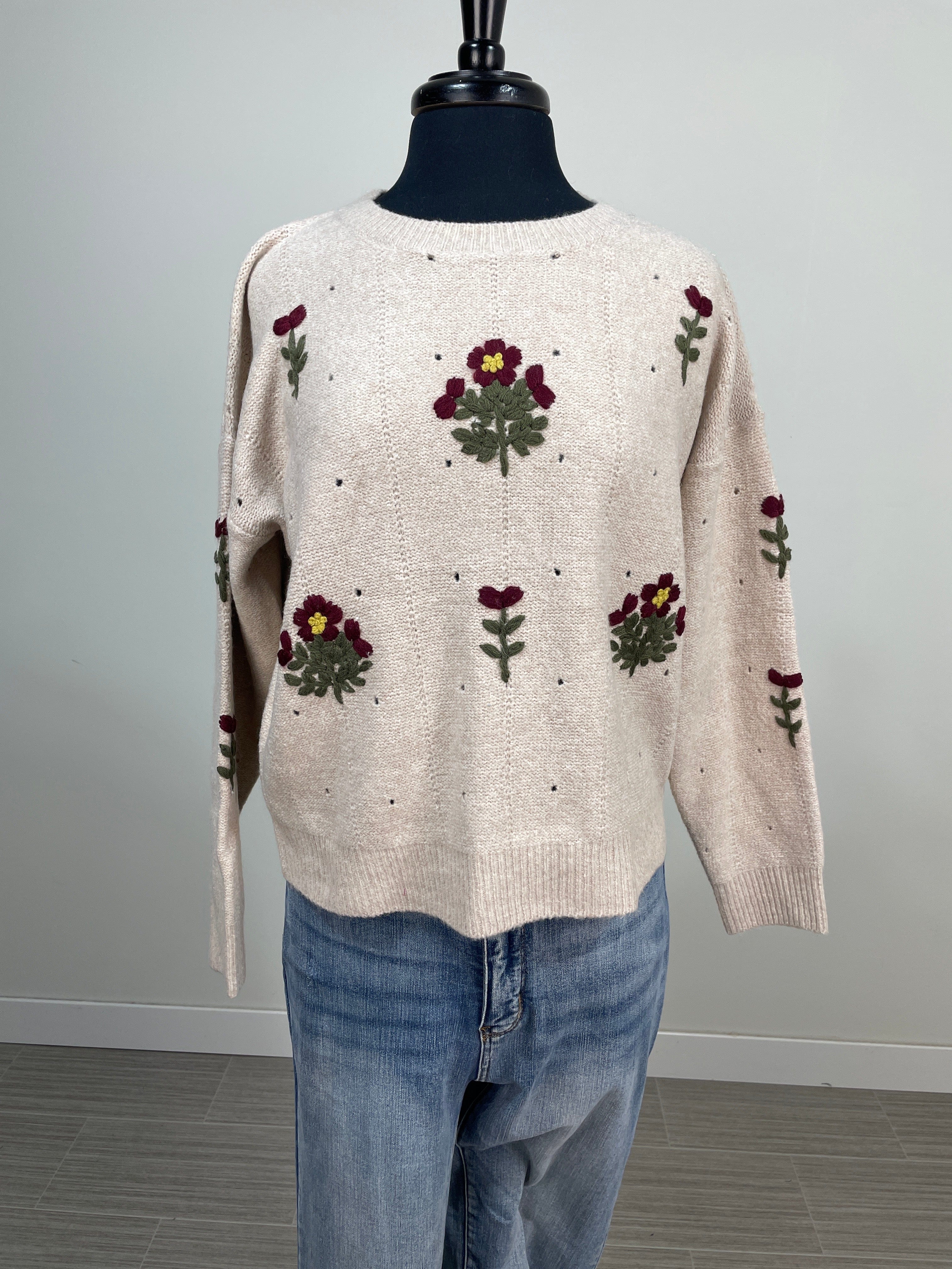 Mocha Floral Sweater