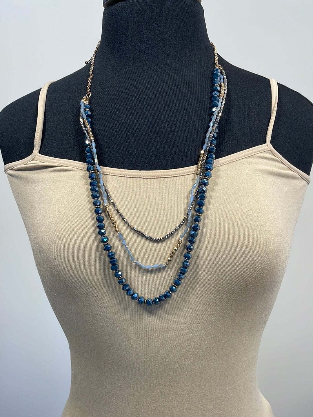 Blue Beaded Layer Necklace