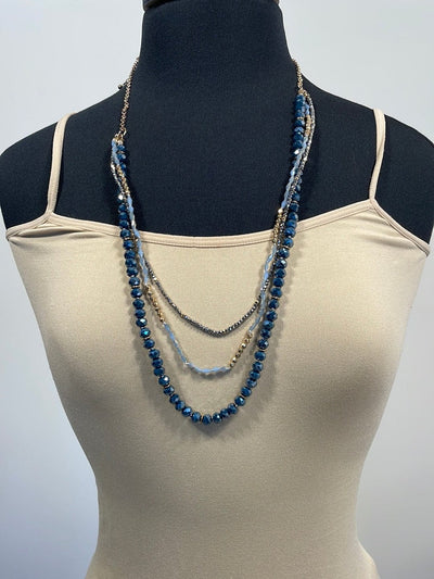Blue Beaded Layer Necklace