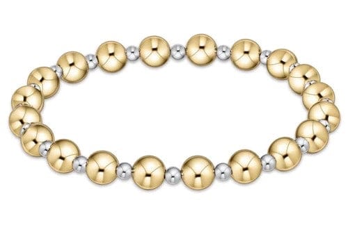 Classic Grateful Pattern 6mm Bead Bracelet - Mixed Metal