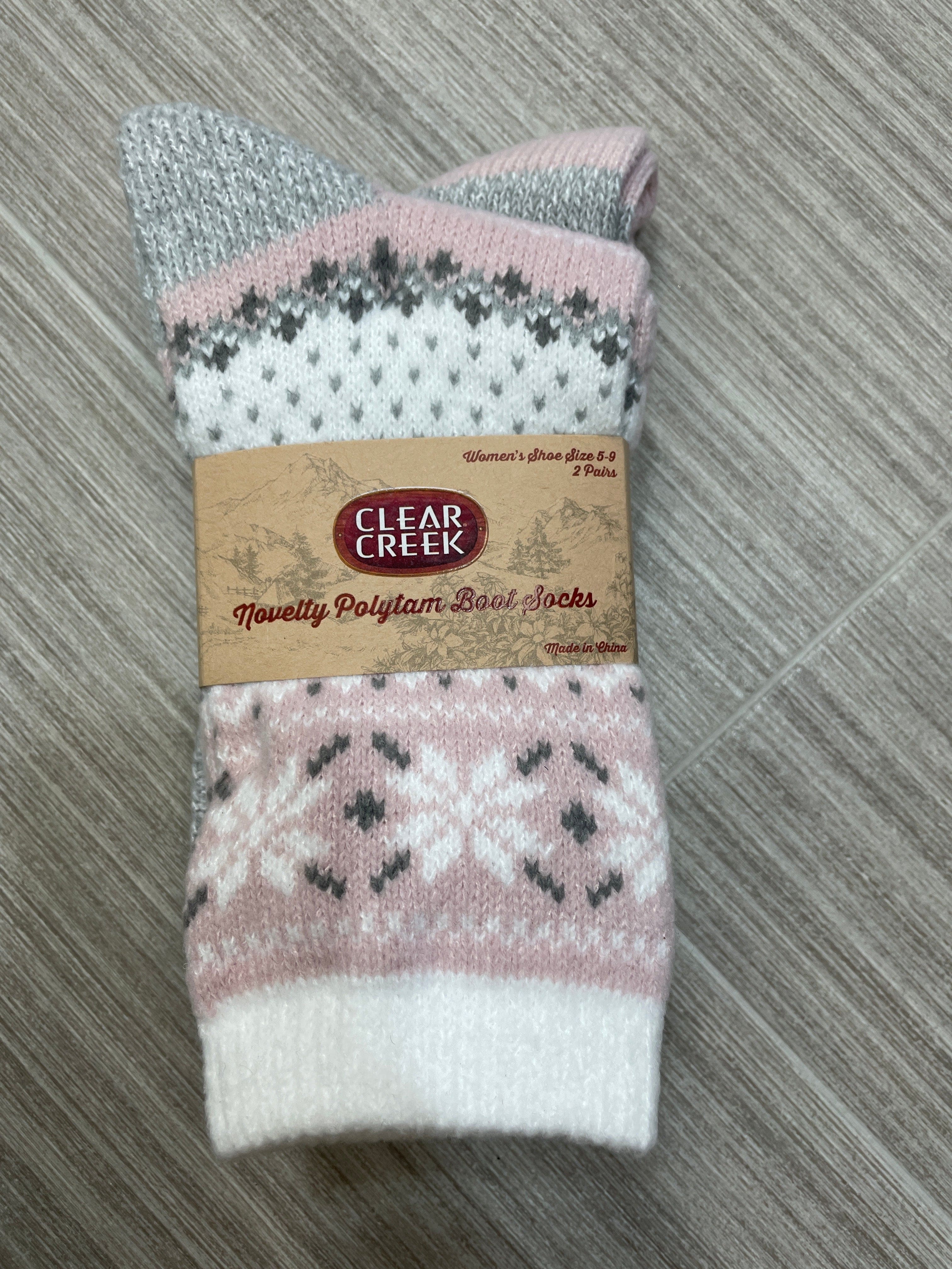 CC Women's Fair Isle Pink 2pk Socks