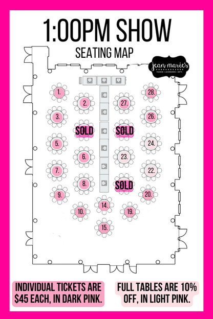 Spring Fashion Show 2026 1:00PM SHOW - Full Table Sales