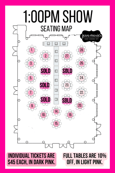 Spring Fashion Show 2026 1:00PM SHOW - Full Table Sales