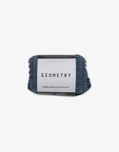 Geometry Midnight Blue Waffle Washcloth Set