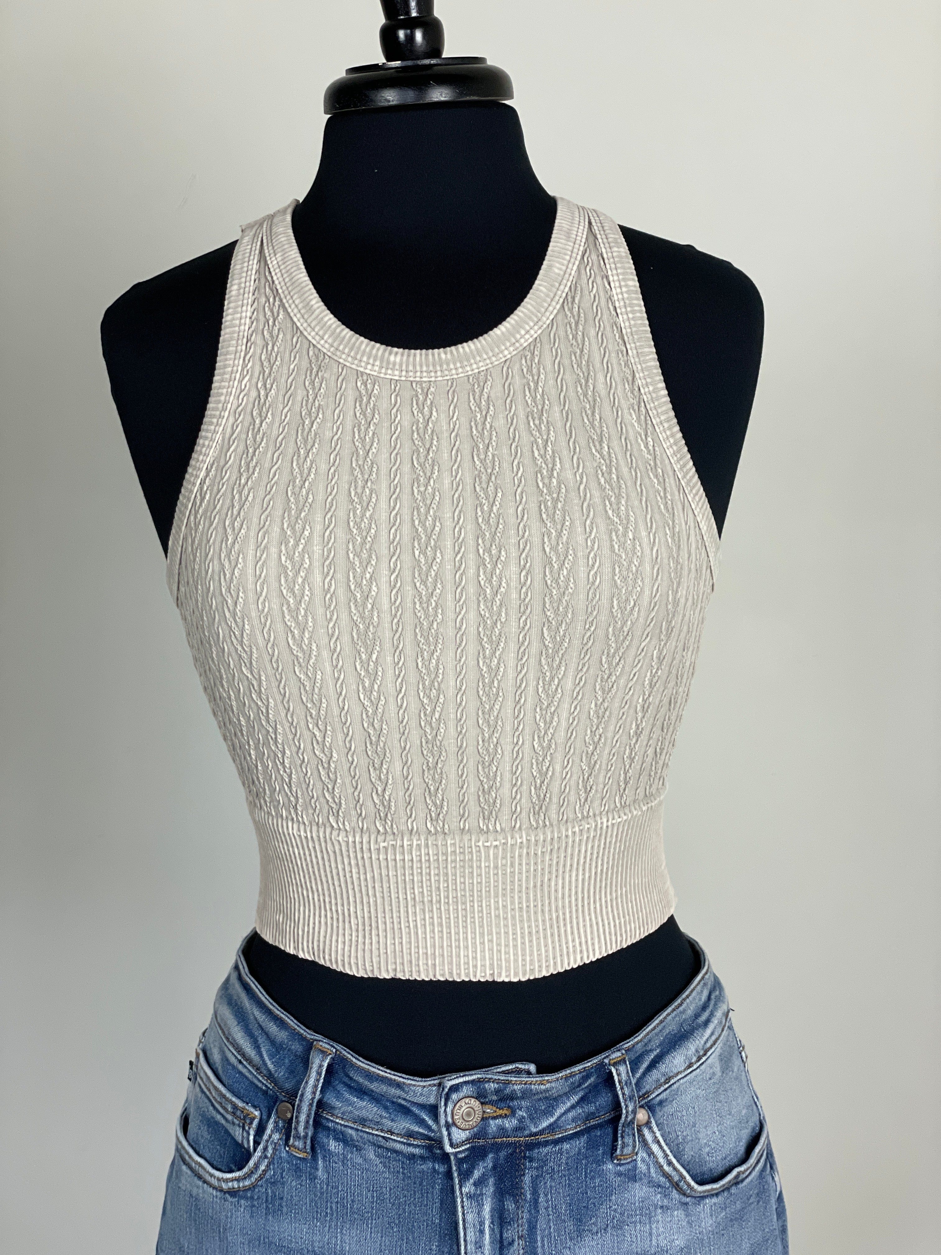 Sandshell Cable Knit Crop Top