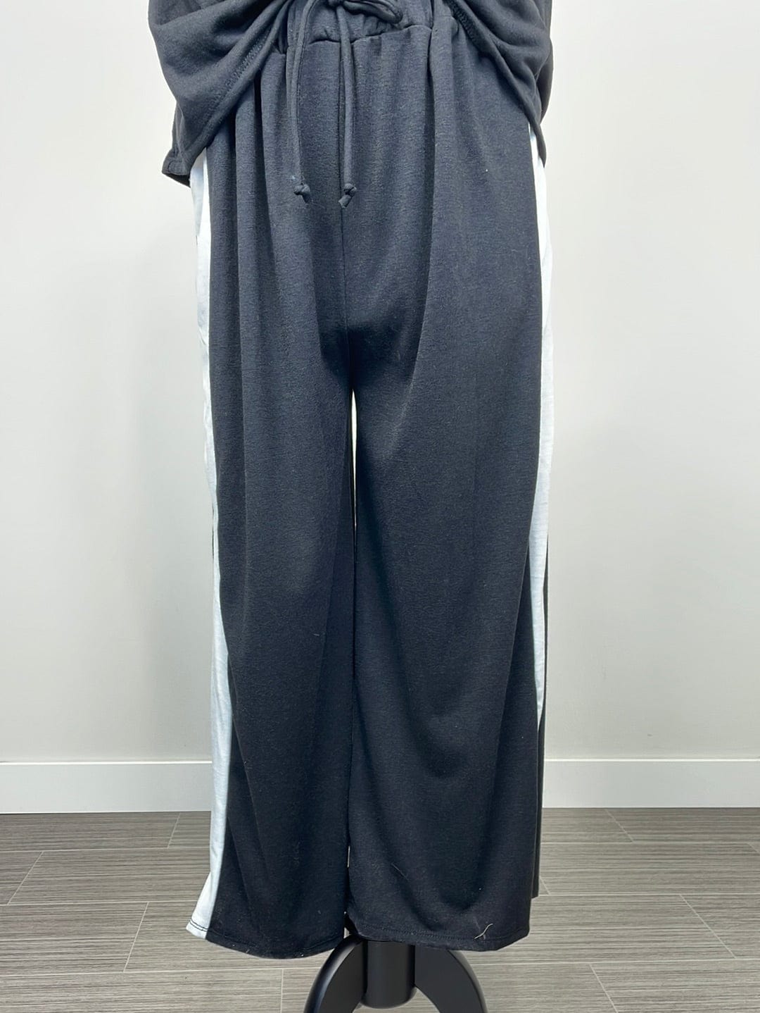 Black Sweatpants with White Stripe