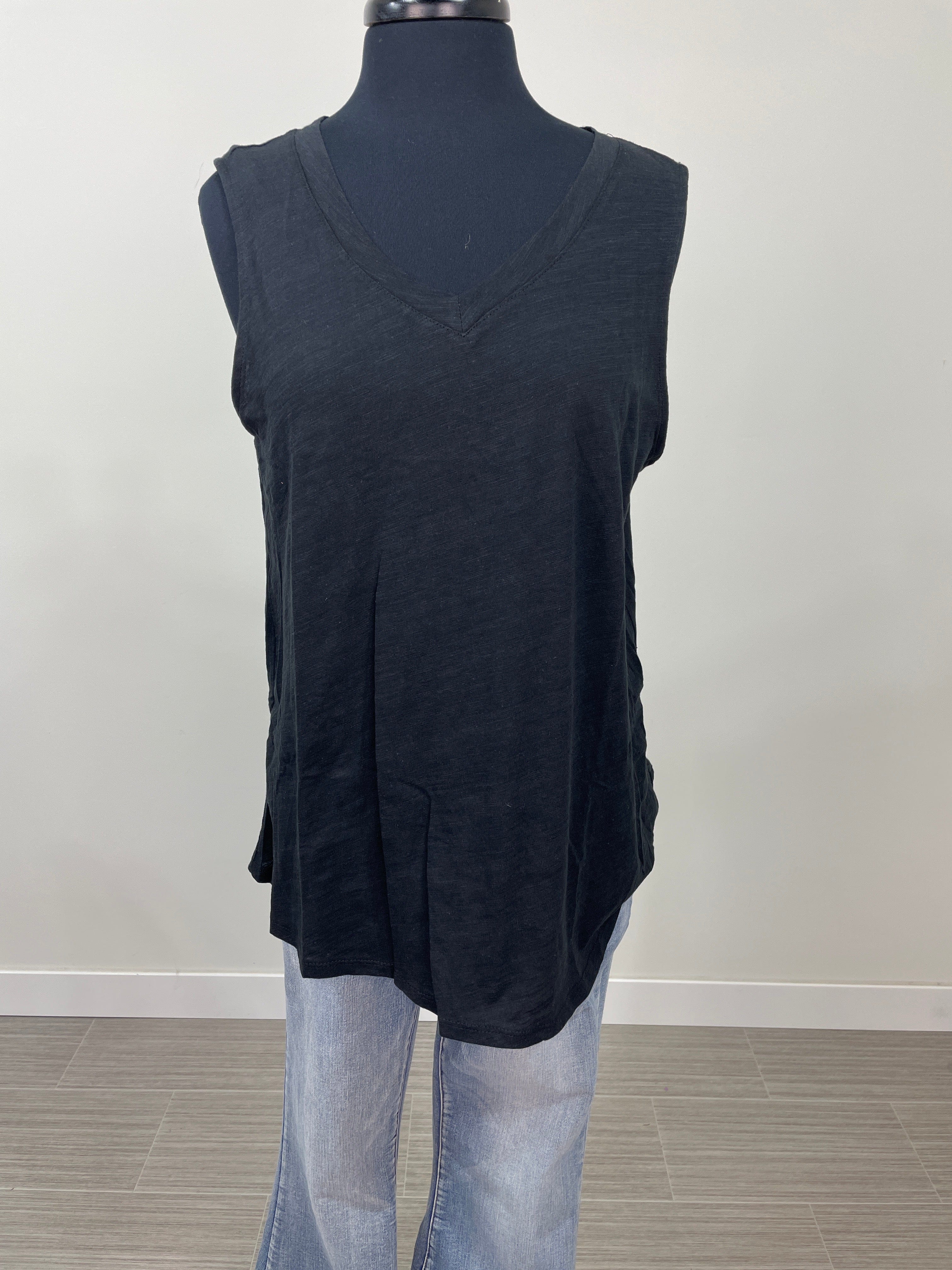 Black V-neck Relaxed Tank