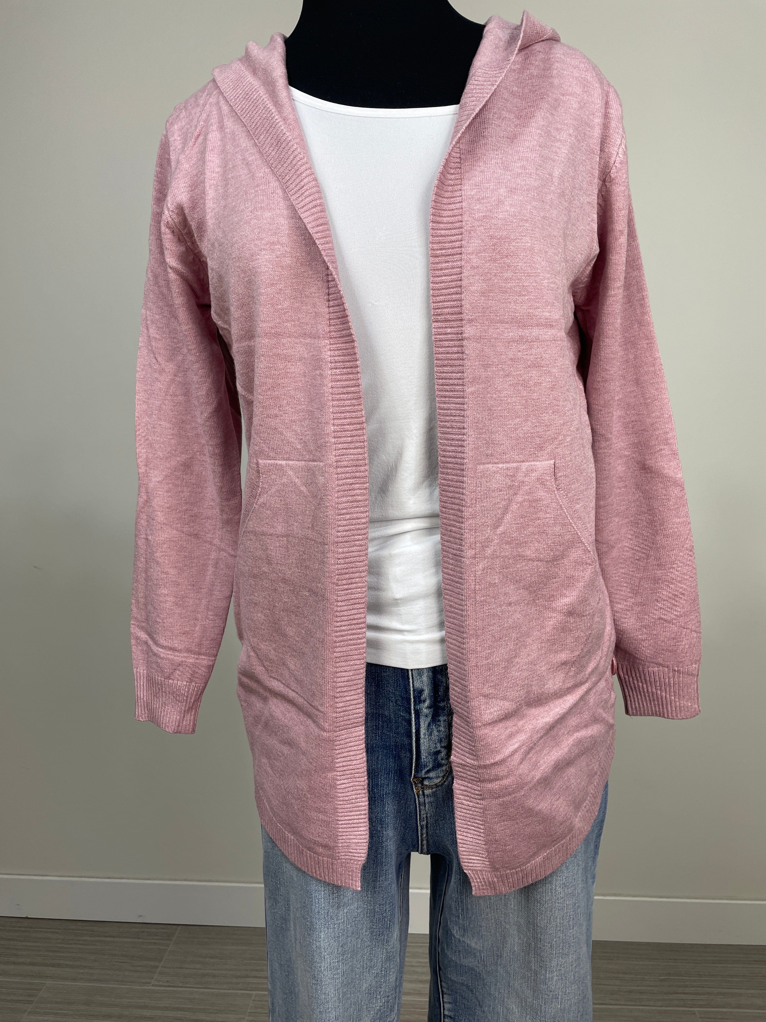 Dusty Rose Hooded Cardigan