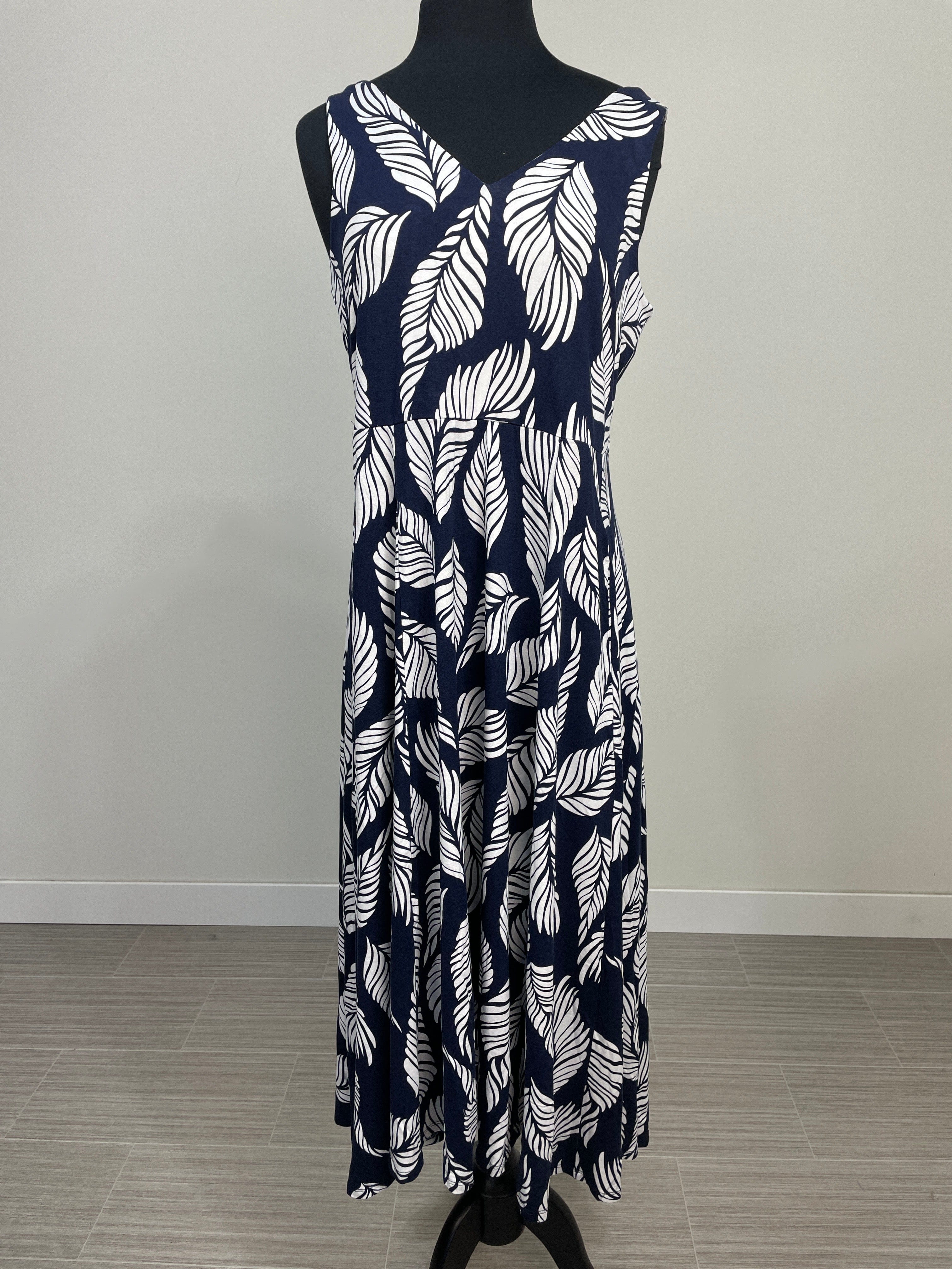 Indigo Printed Sleeveless High Low Dress