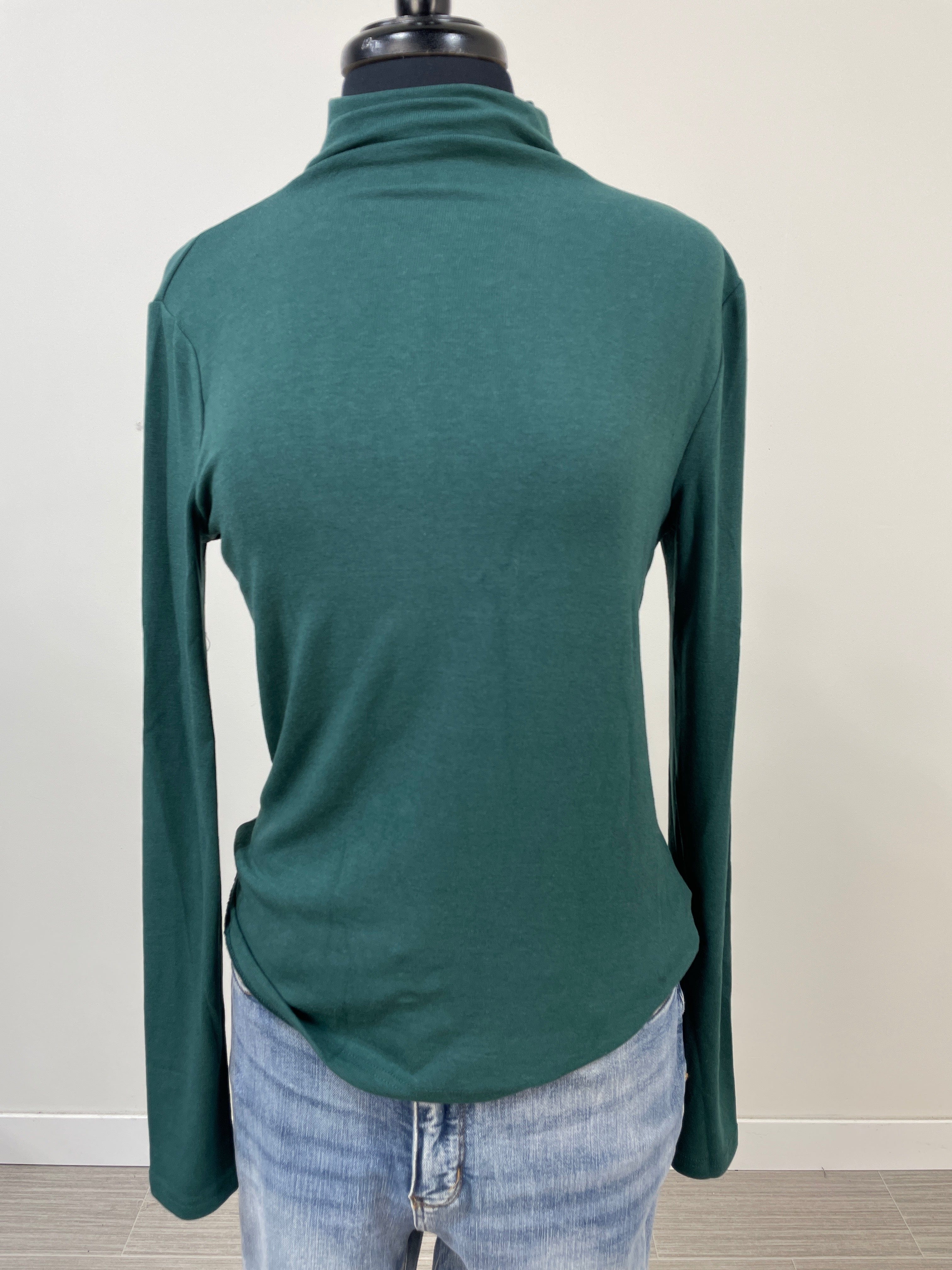 Hunter Green Knit Mock Neck Top