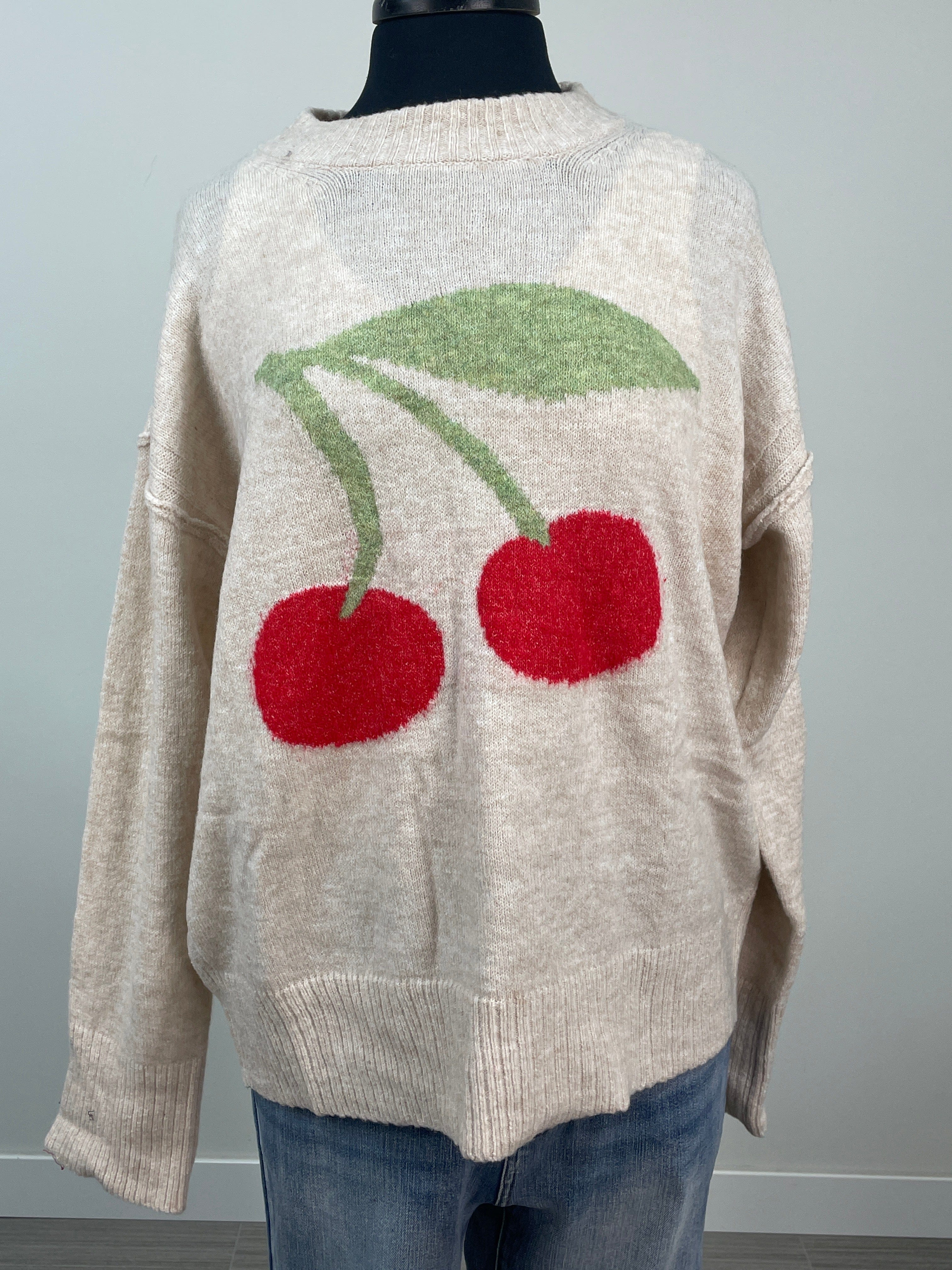 Oatmeal Cherry Sweater