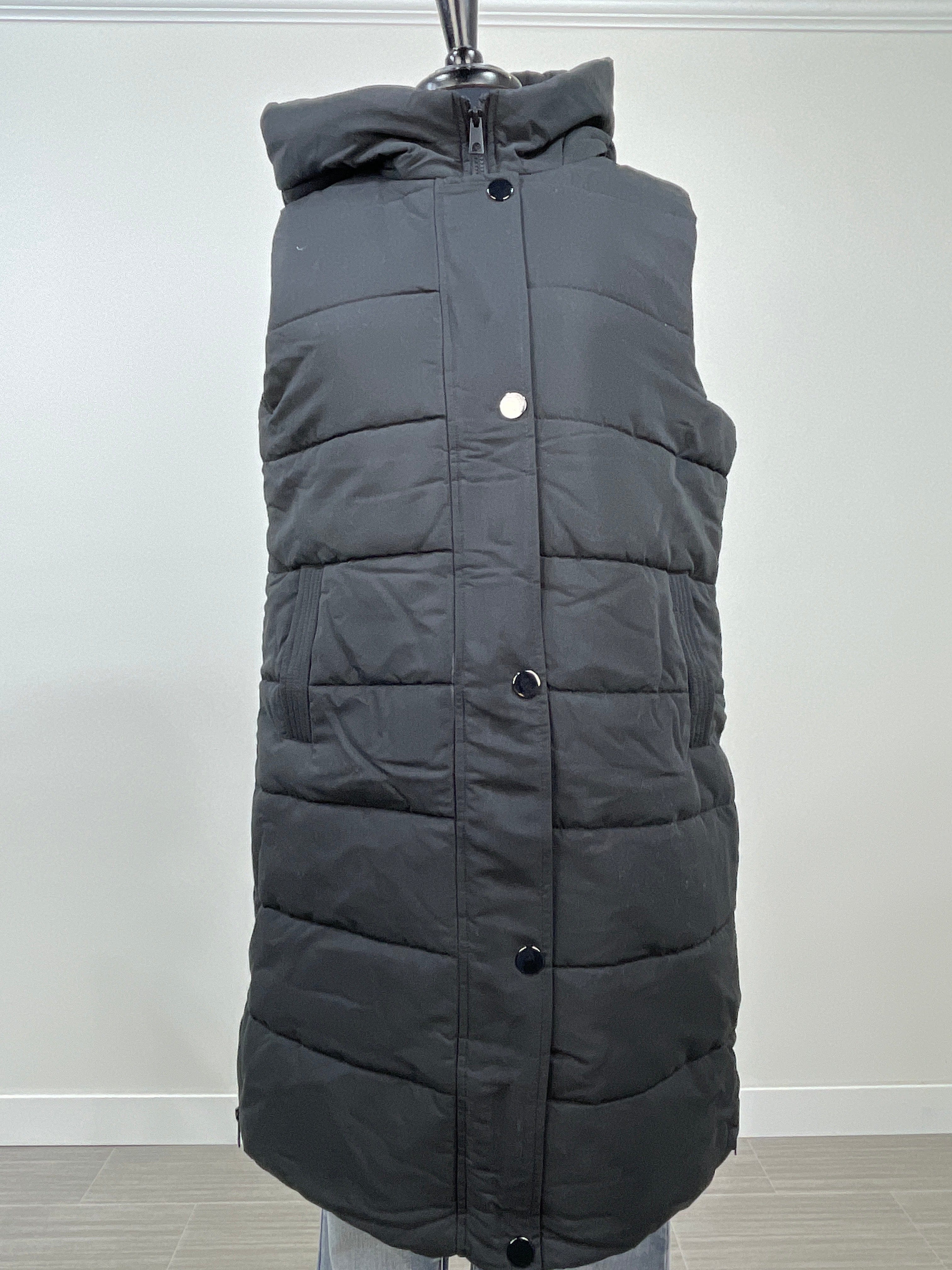 Black Hooded Puffer Vest