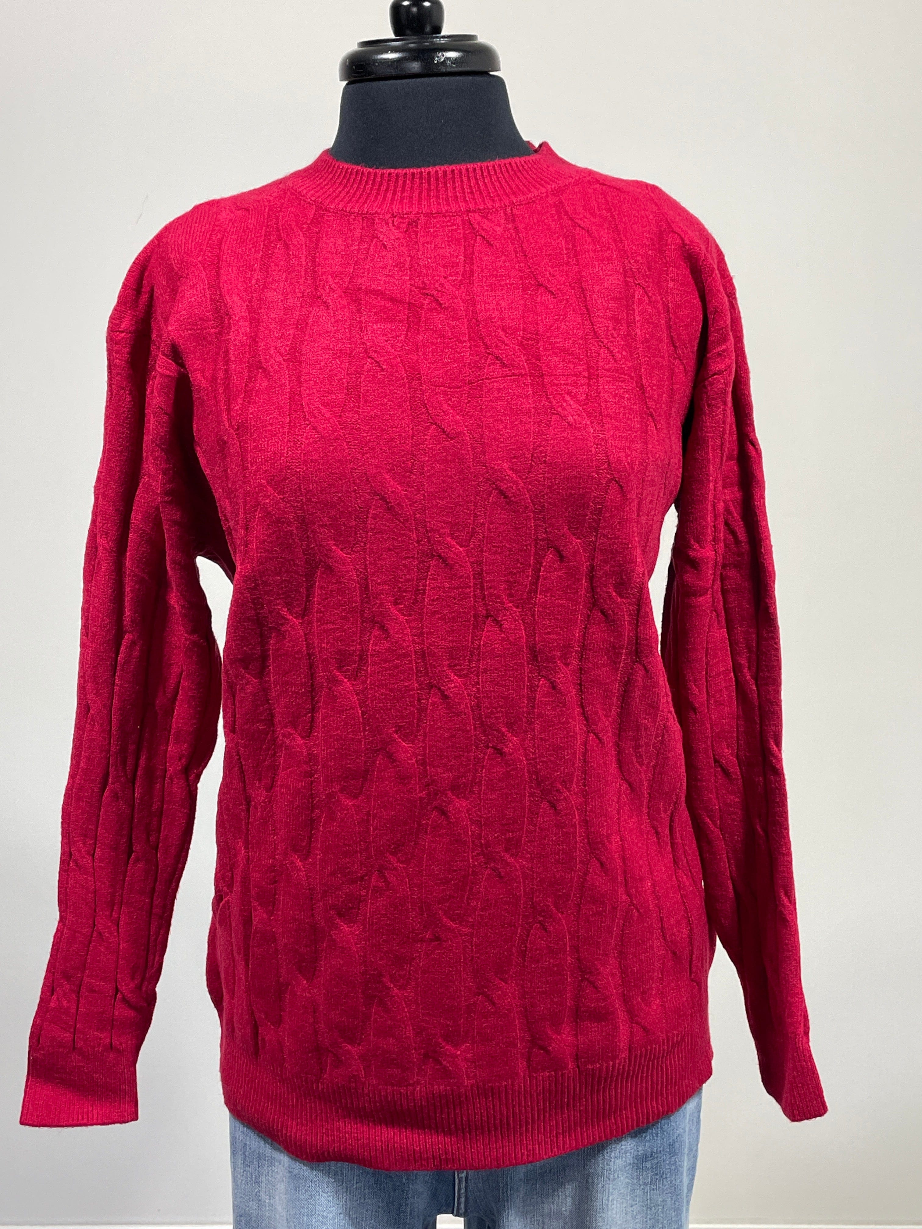 Red Cable Knit Sweater OS
