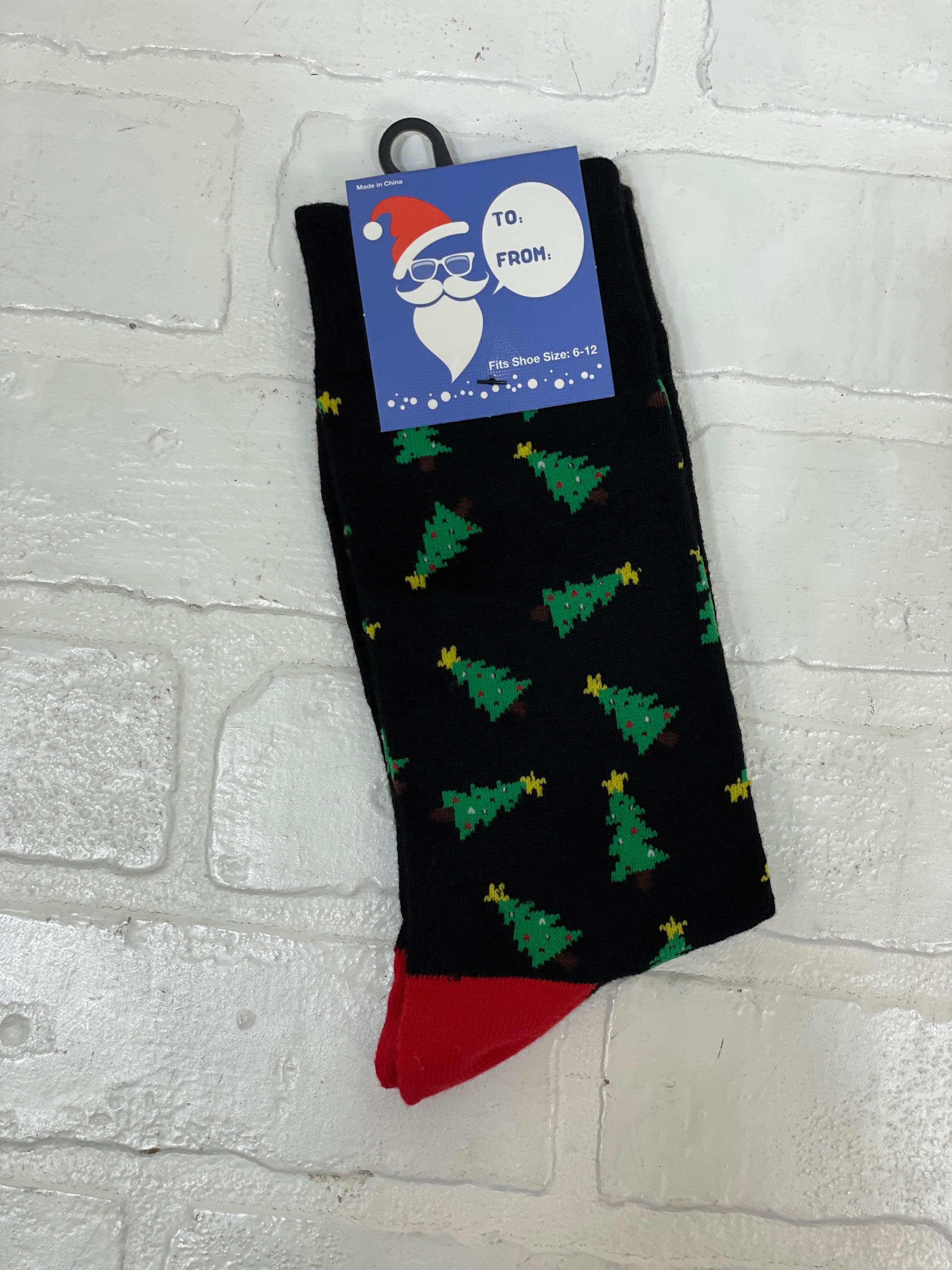 Black & Christmas Trees Men's Socks