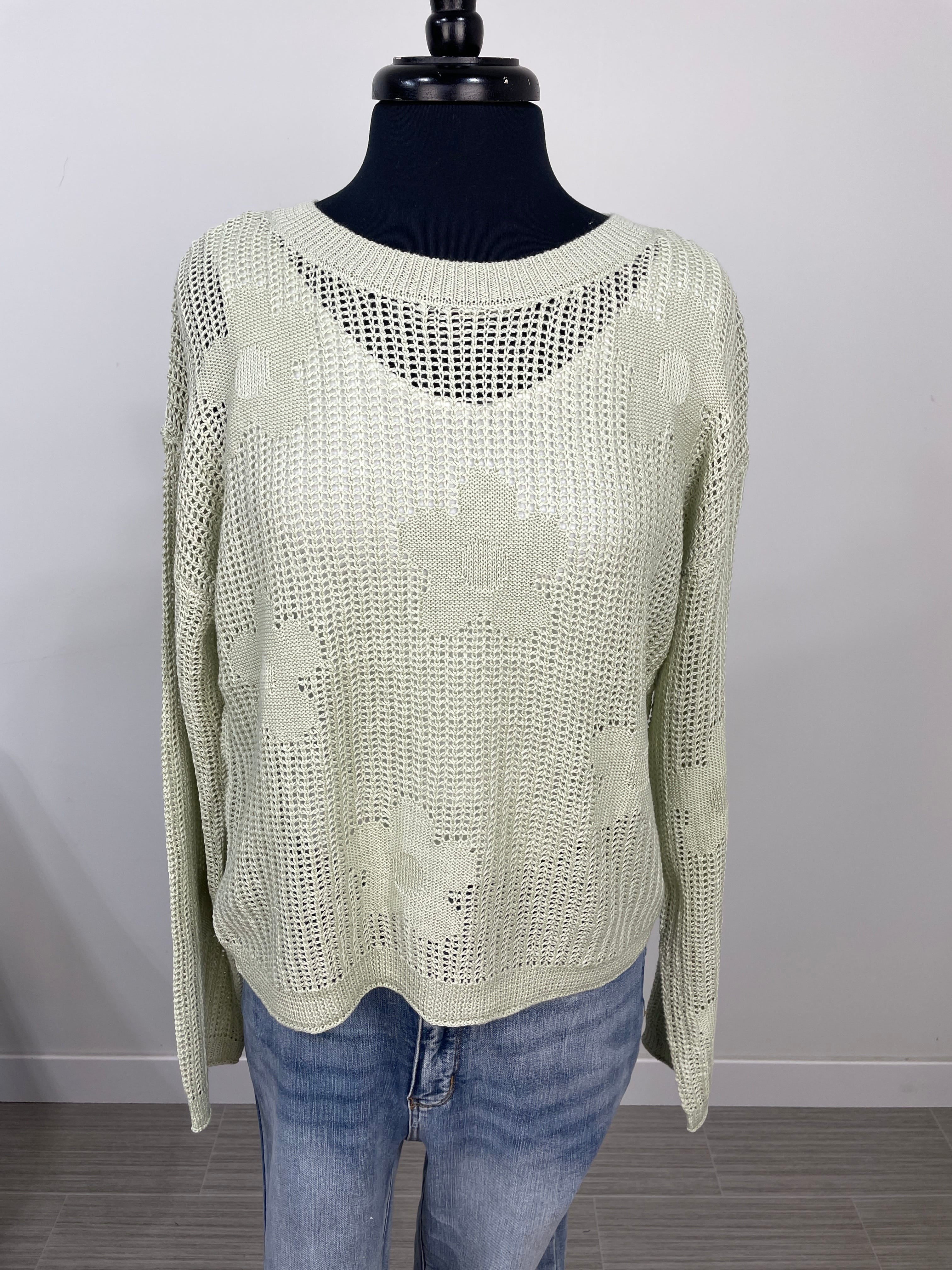 Pale Sage Flower Sweater