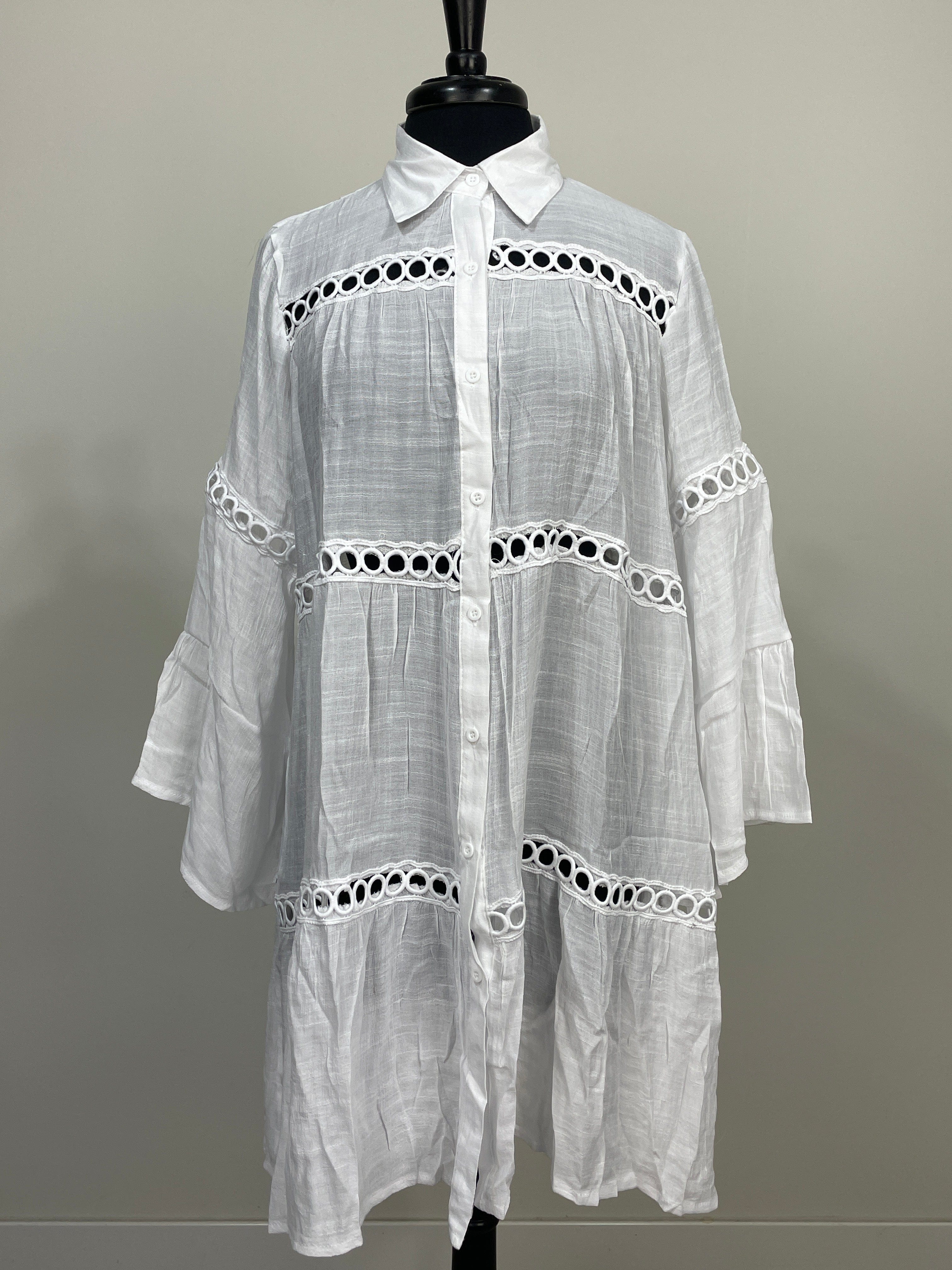 White Gauze Dolman Flowy Coverup