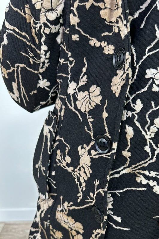 Black Floral Long Jacket