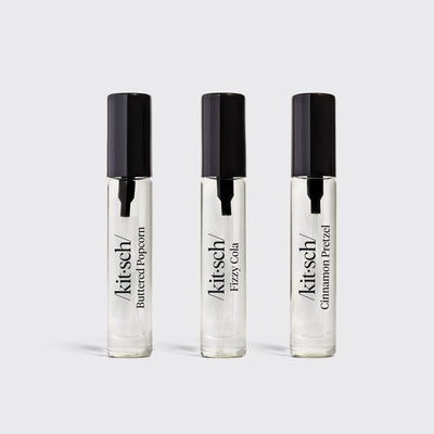 Movie Theater Hair Perfume Trio Set - Buttered Popcorn, Fizzy Cola, Cinnamon Pretzel