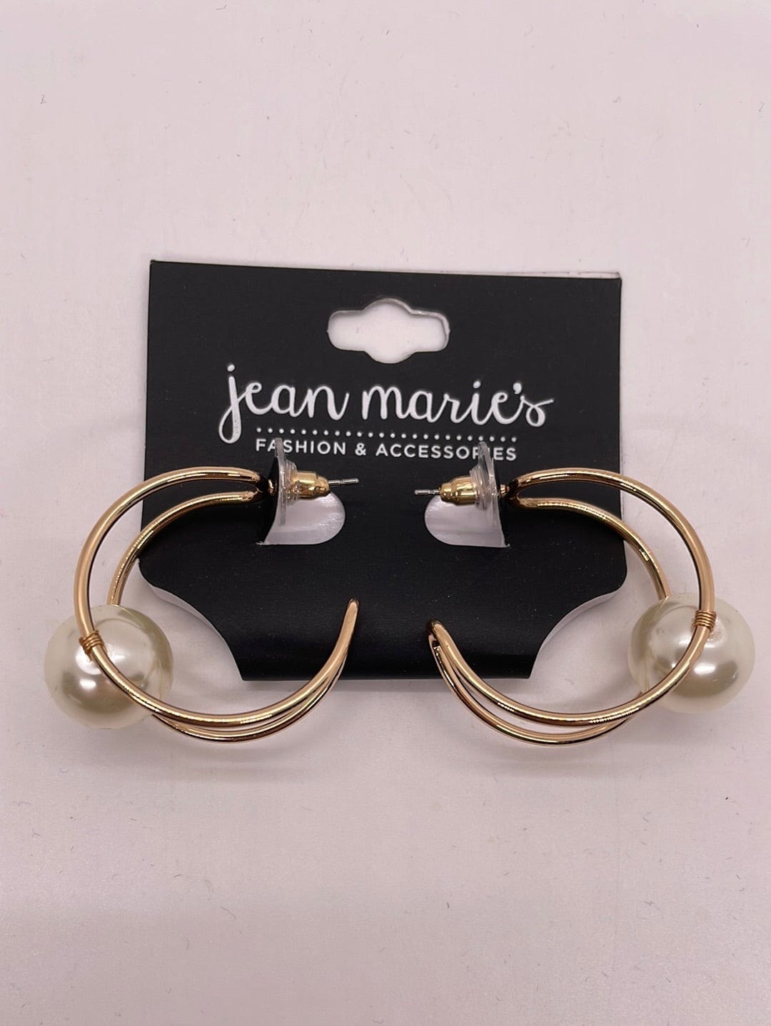 Gold Pearl Hoop Earring