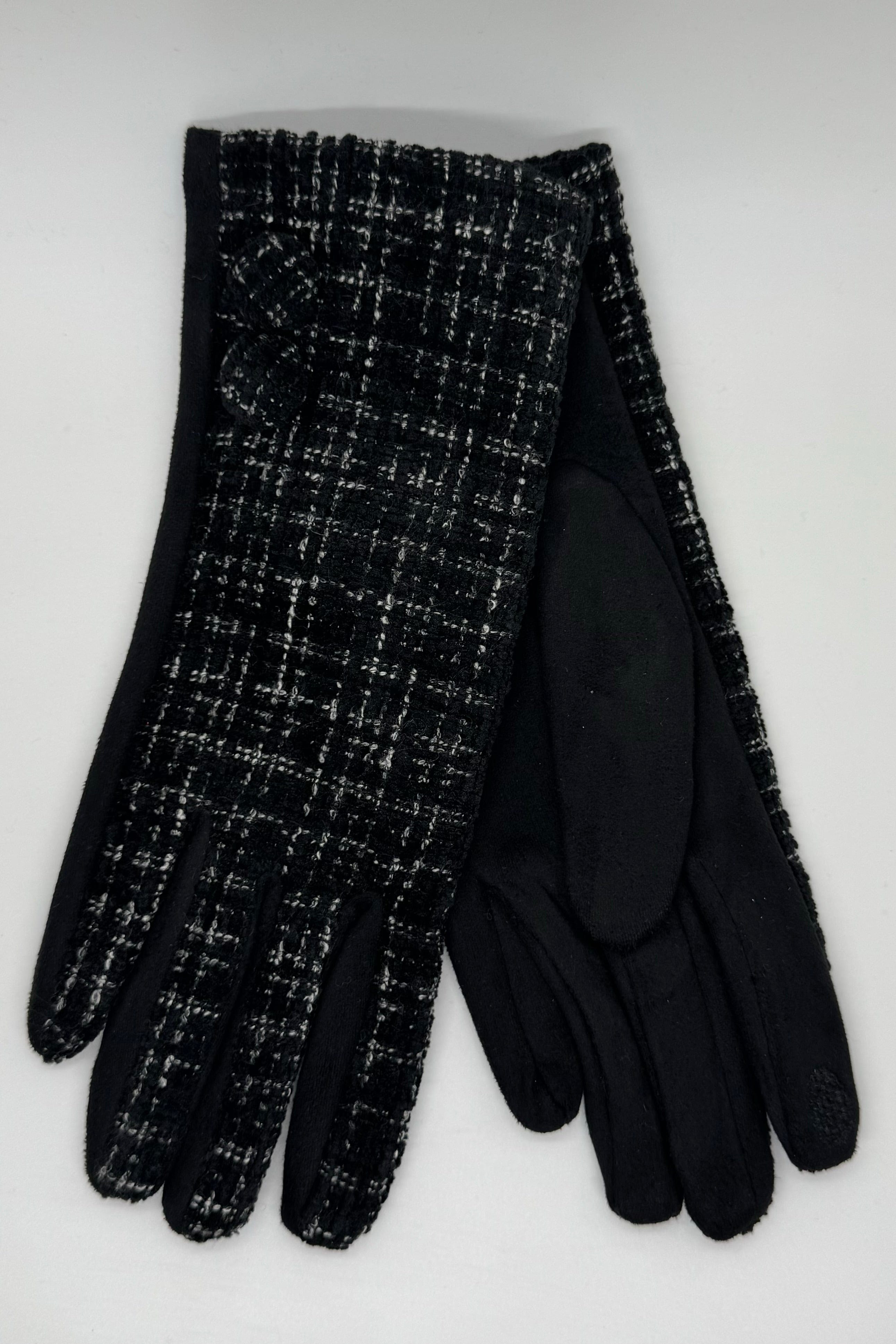 Black Plaid Tweed Gloves