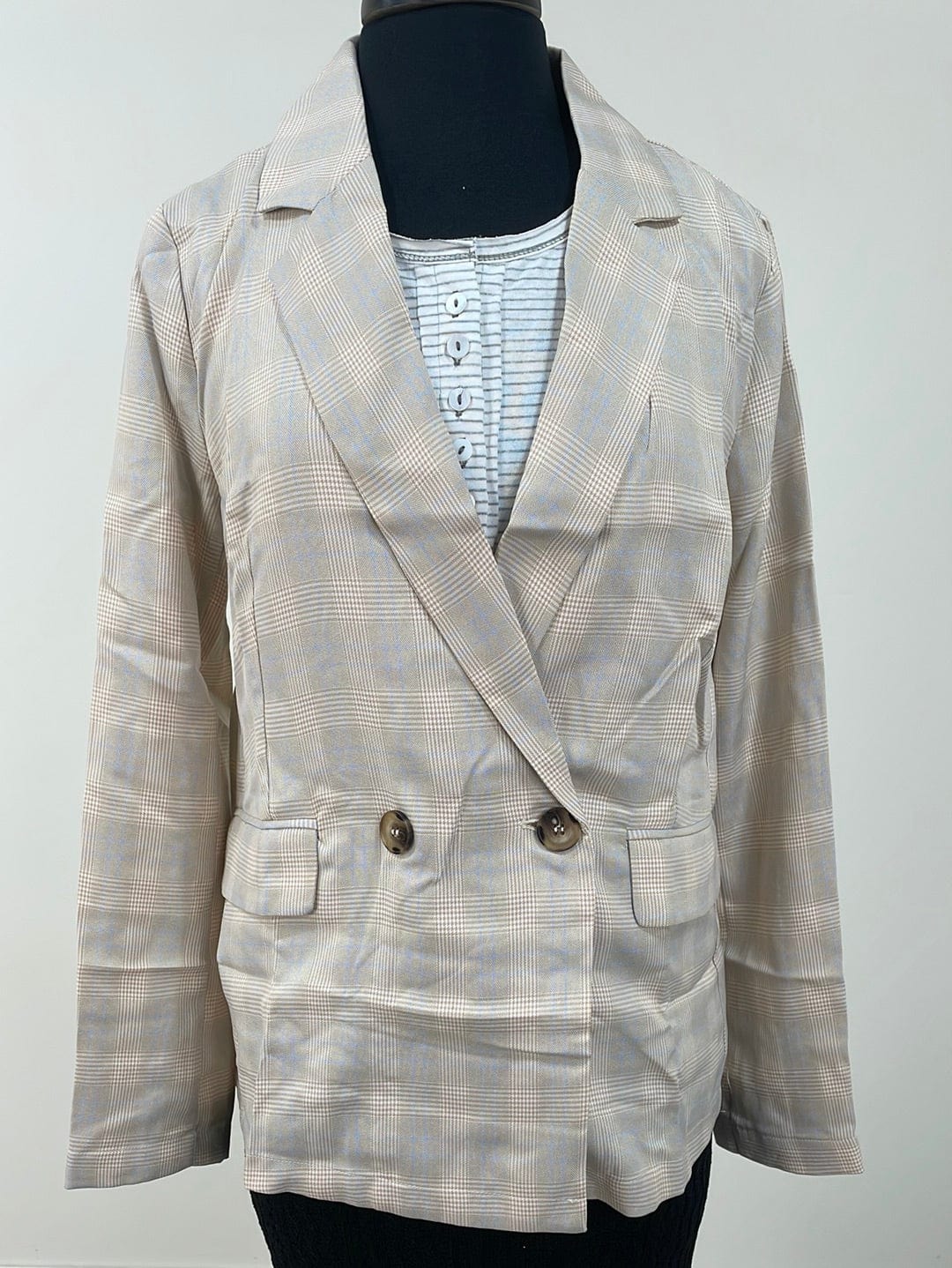 Beige Check Light Weight Jacket