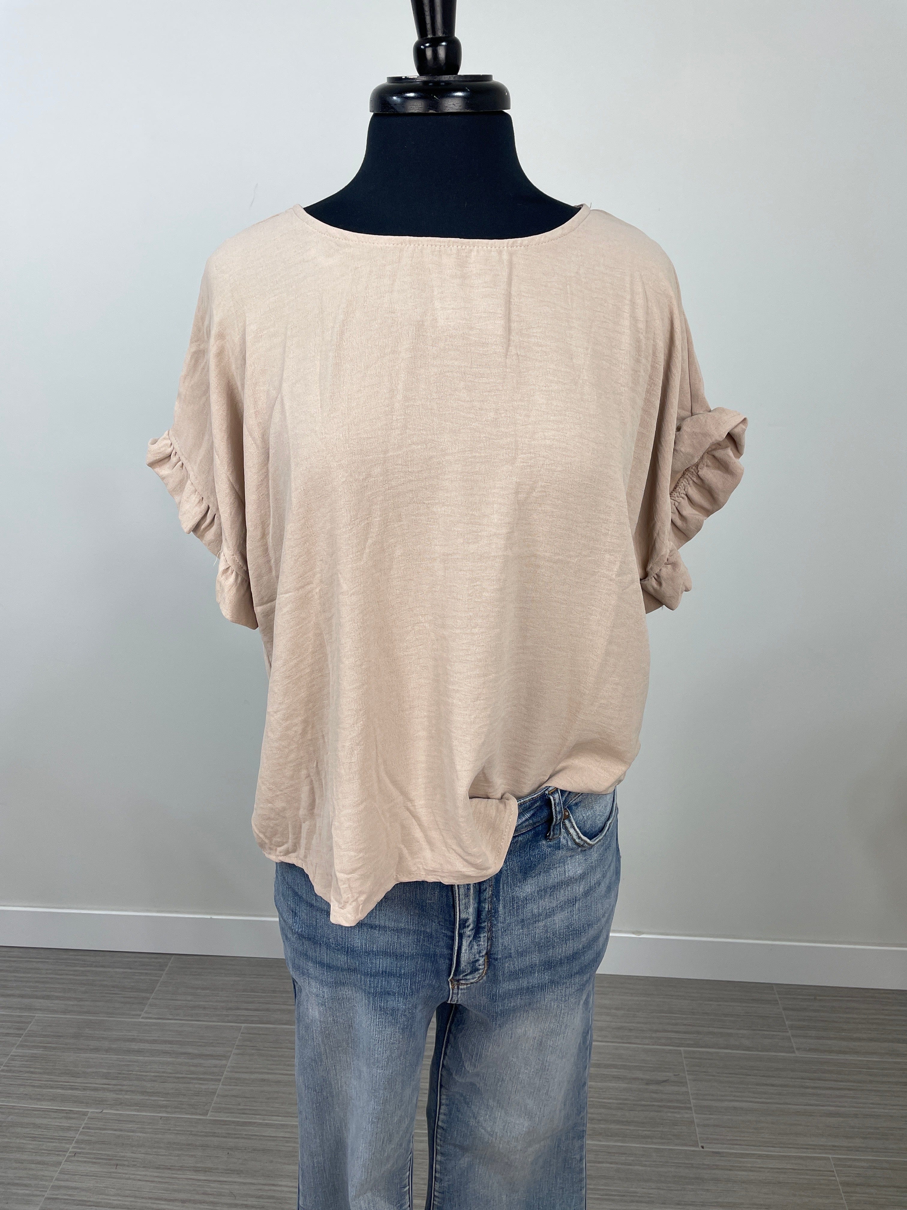 Khaki Ruffle Sleeve Blouse