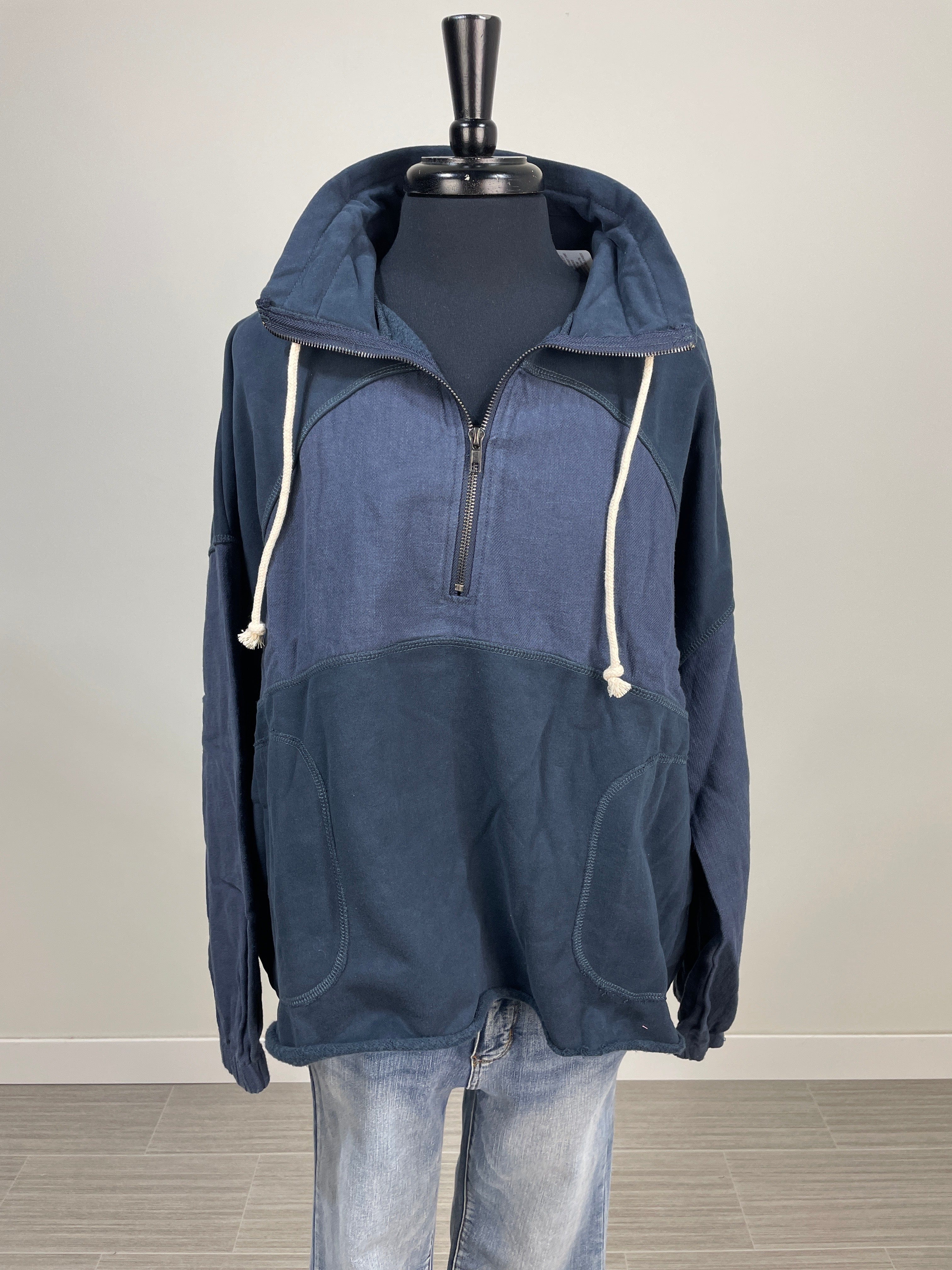Navy Half Zip French Terry Pullover