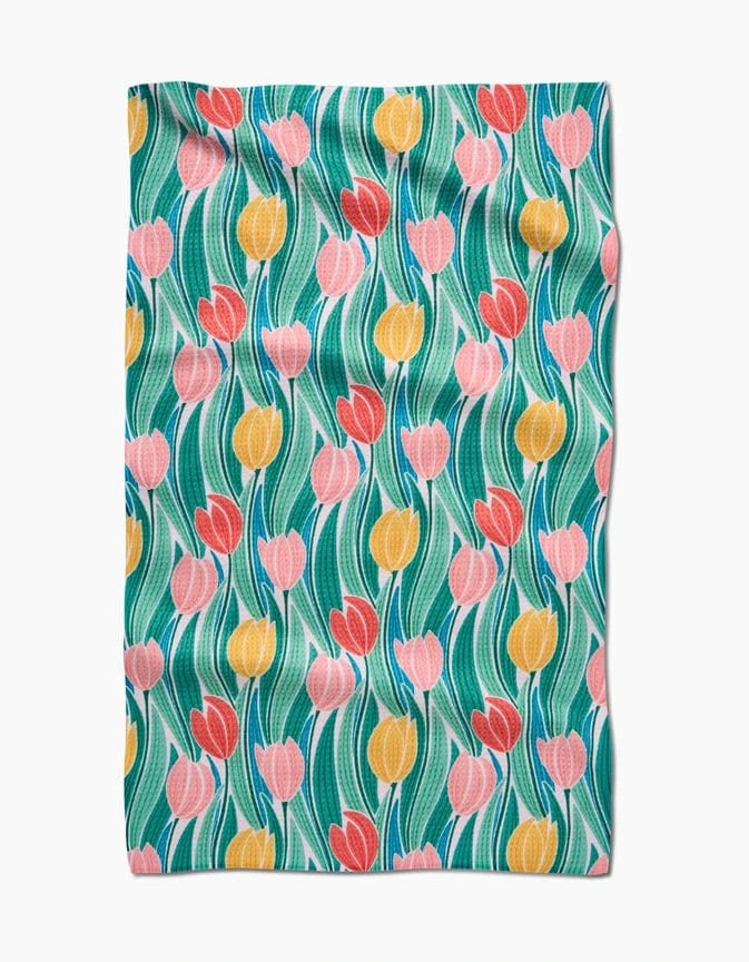 Geometry Tranquil Tulips Tea Towel