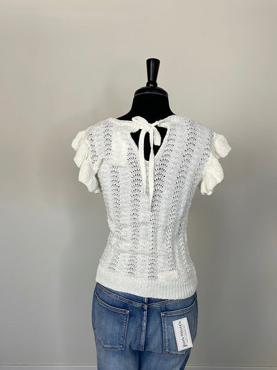 Ivory Eyelet Back Tie Sweater Top