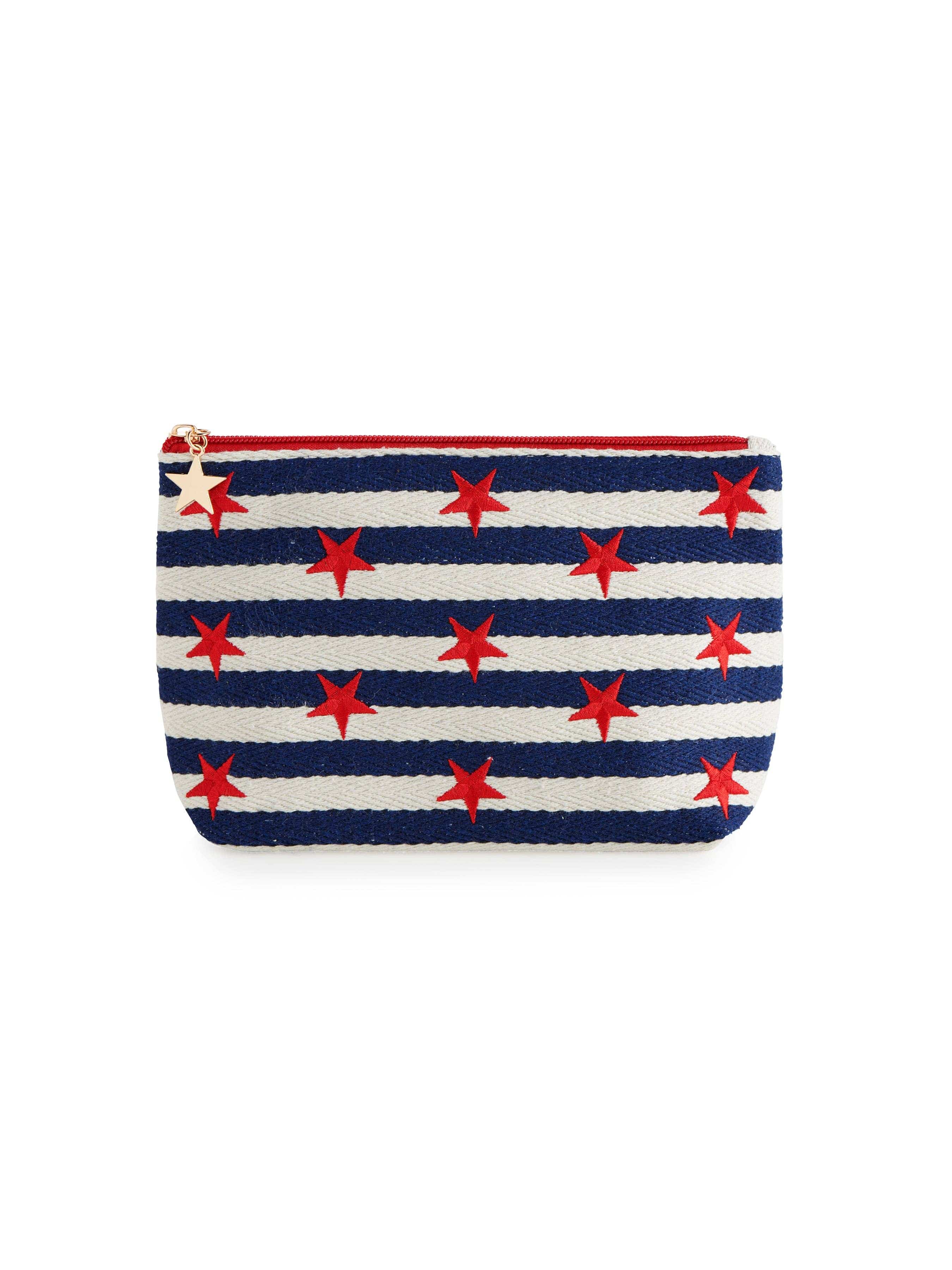 MORGAN STARS LARGE ZIP POUCH, NAVY