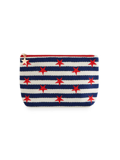 MORGAN STARS LARGE ZIP POUCH, NAVY