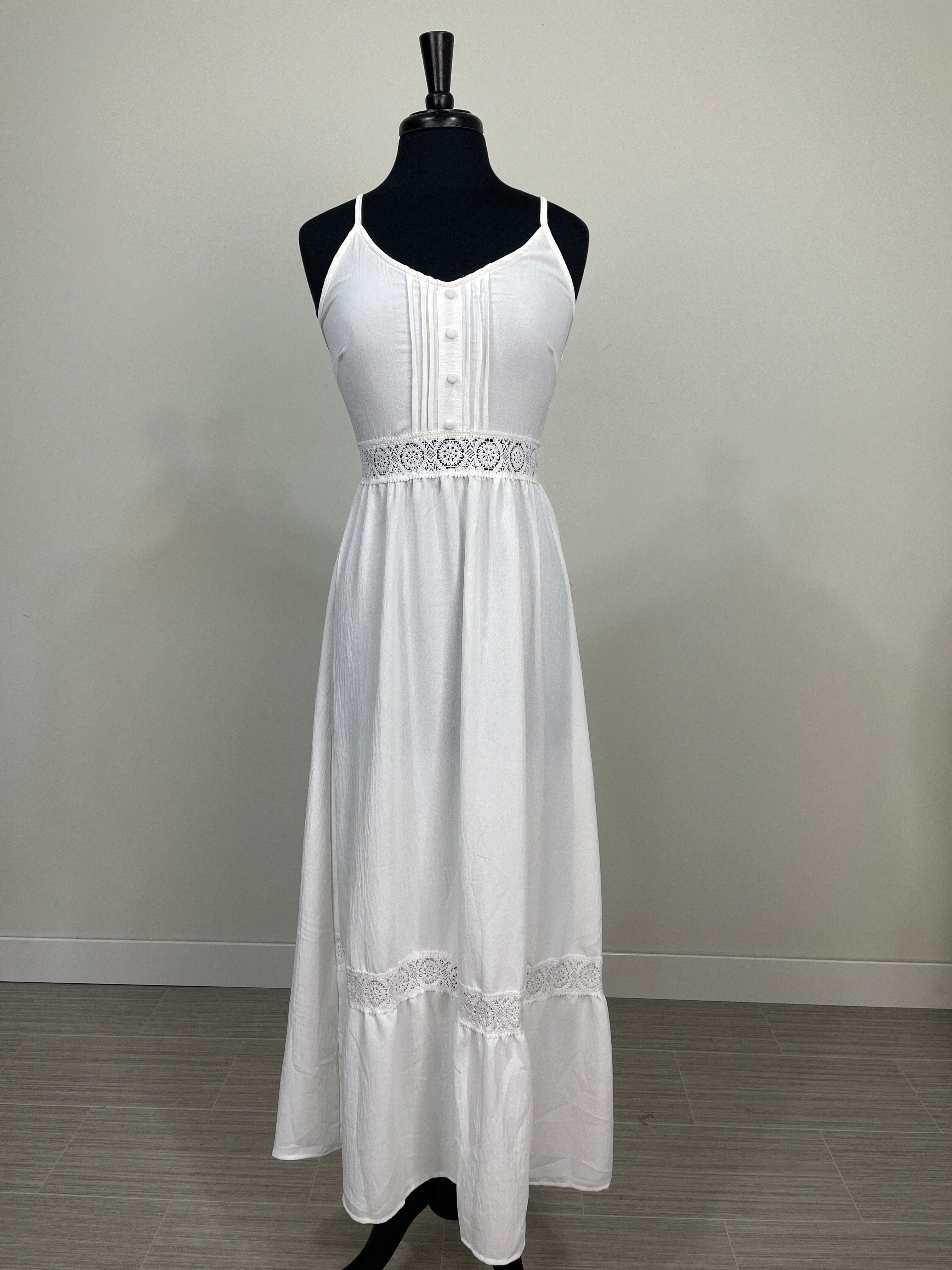 White Button Front Maxi Dress