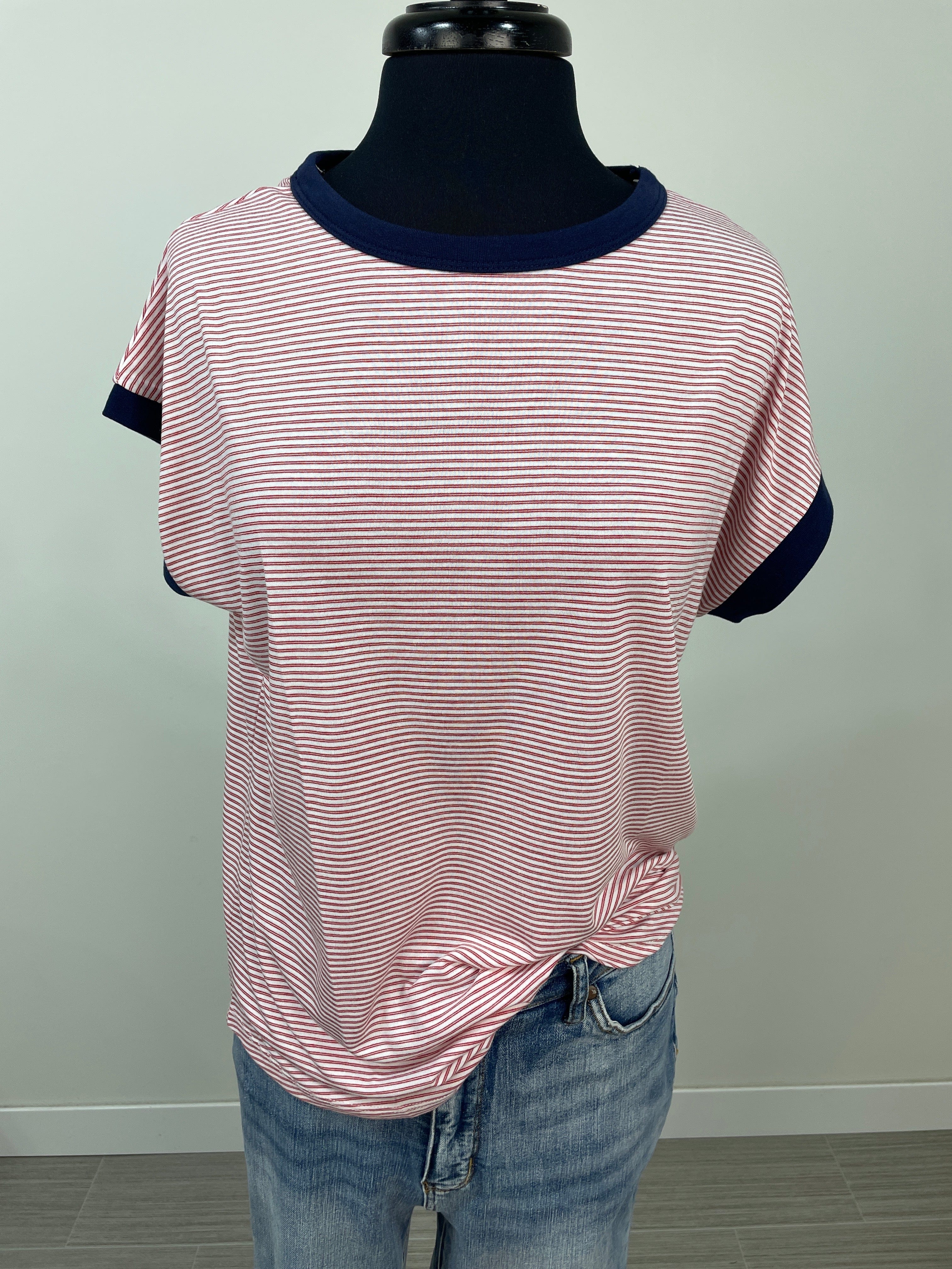 Red Pinstripe Top