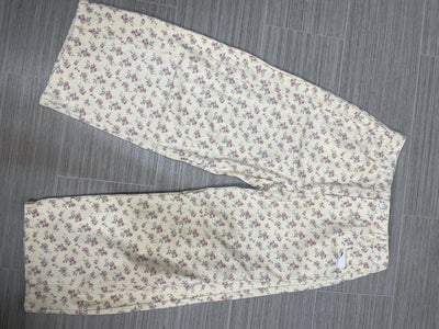 Cream Floral Wide Barrel Jeans