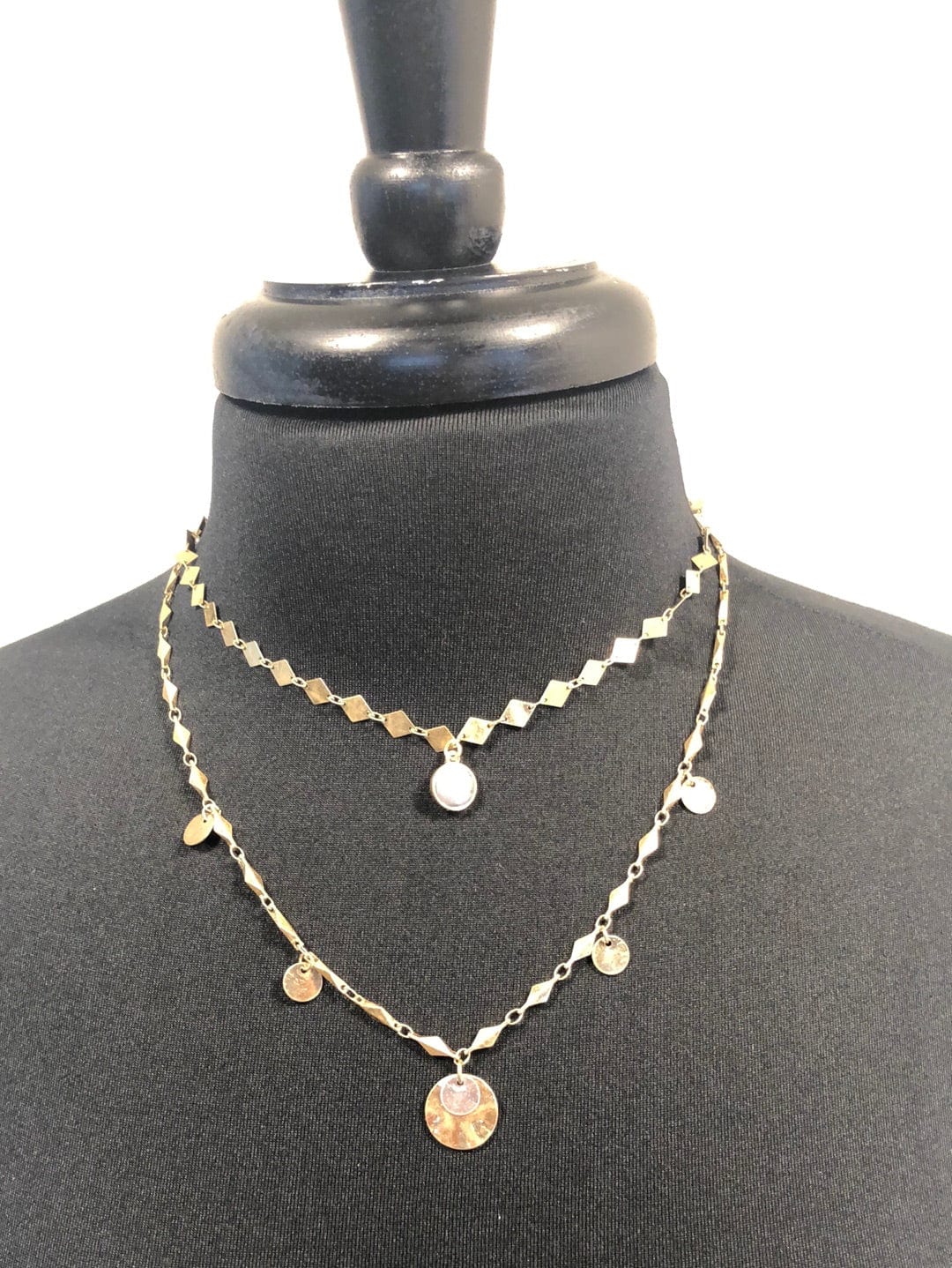 Gold Double Layer Diamond Chain Necklace