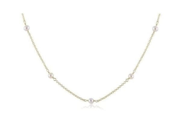 17" Choker Simplicity Chain Gold - 4mm Bead Pearl