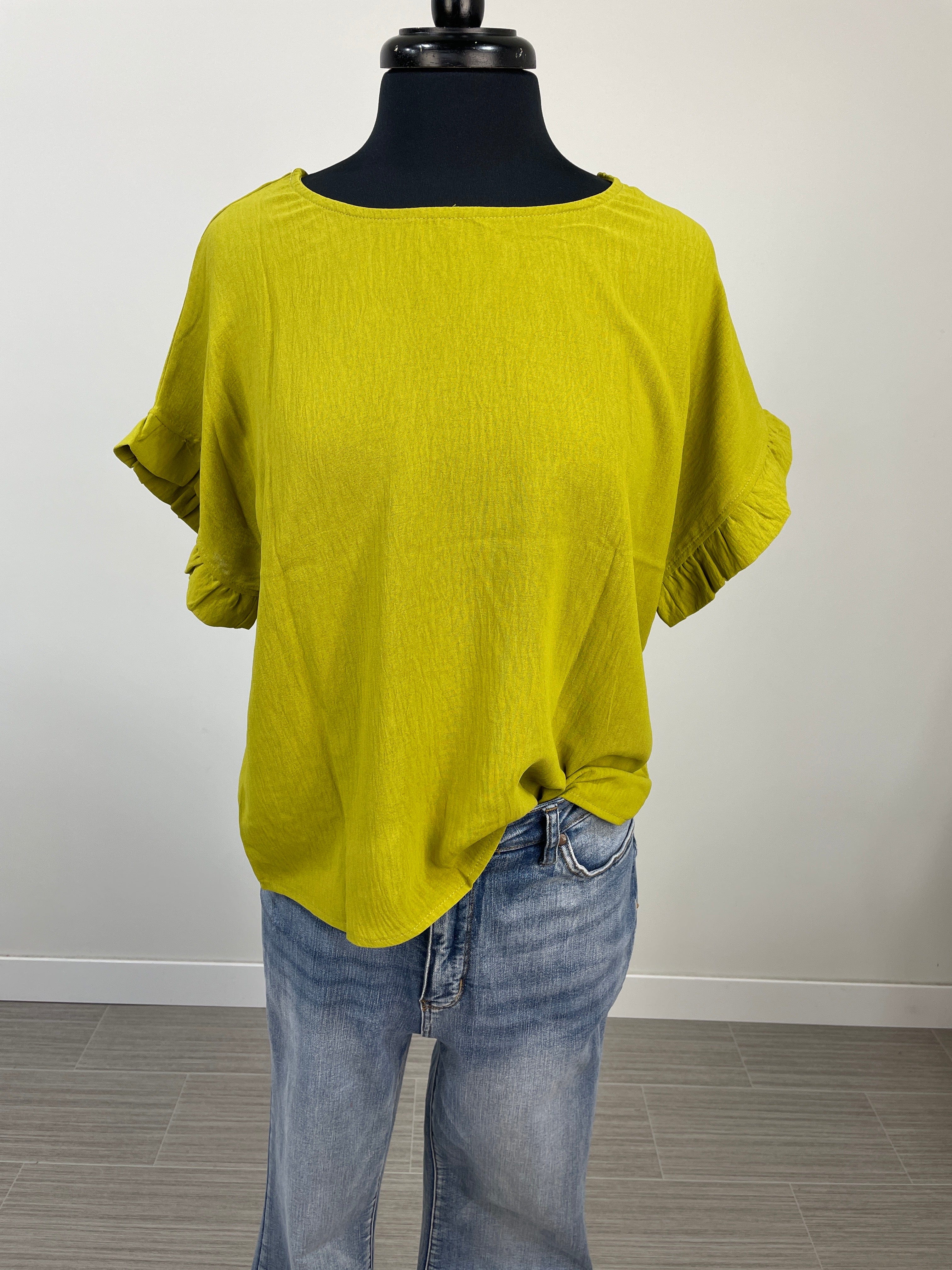 Pear Ruffle Sleeve Blouse