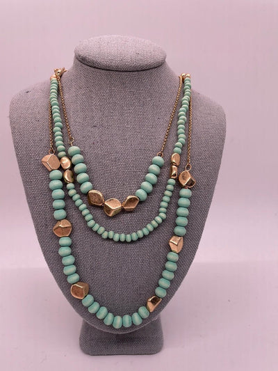 Mint Triple Layer Bead Necklace