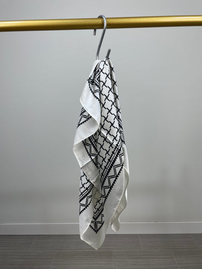 Black & White Abstract Print Satin Scarf