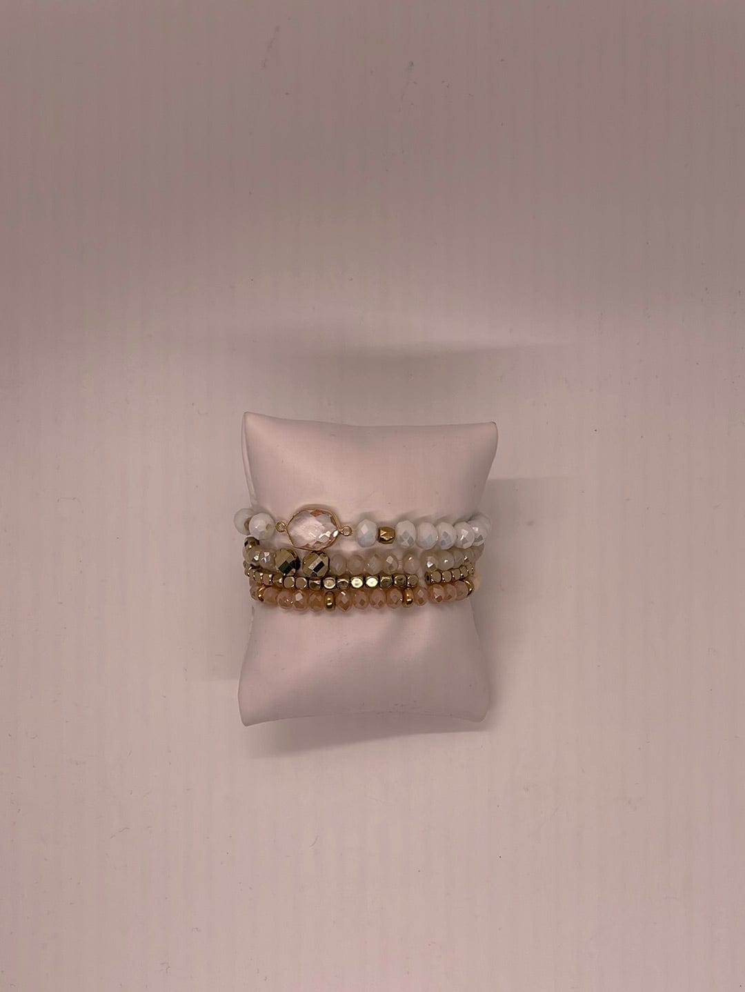 White & Gold Beaded Bracelet Set