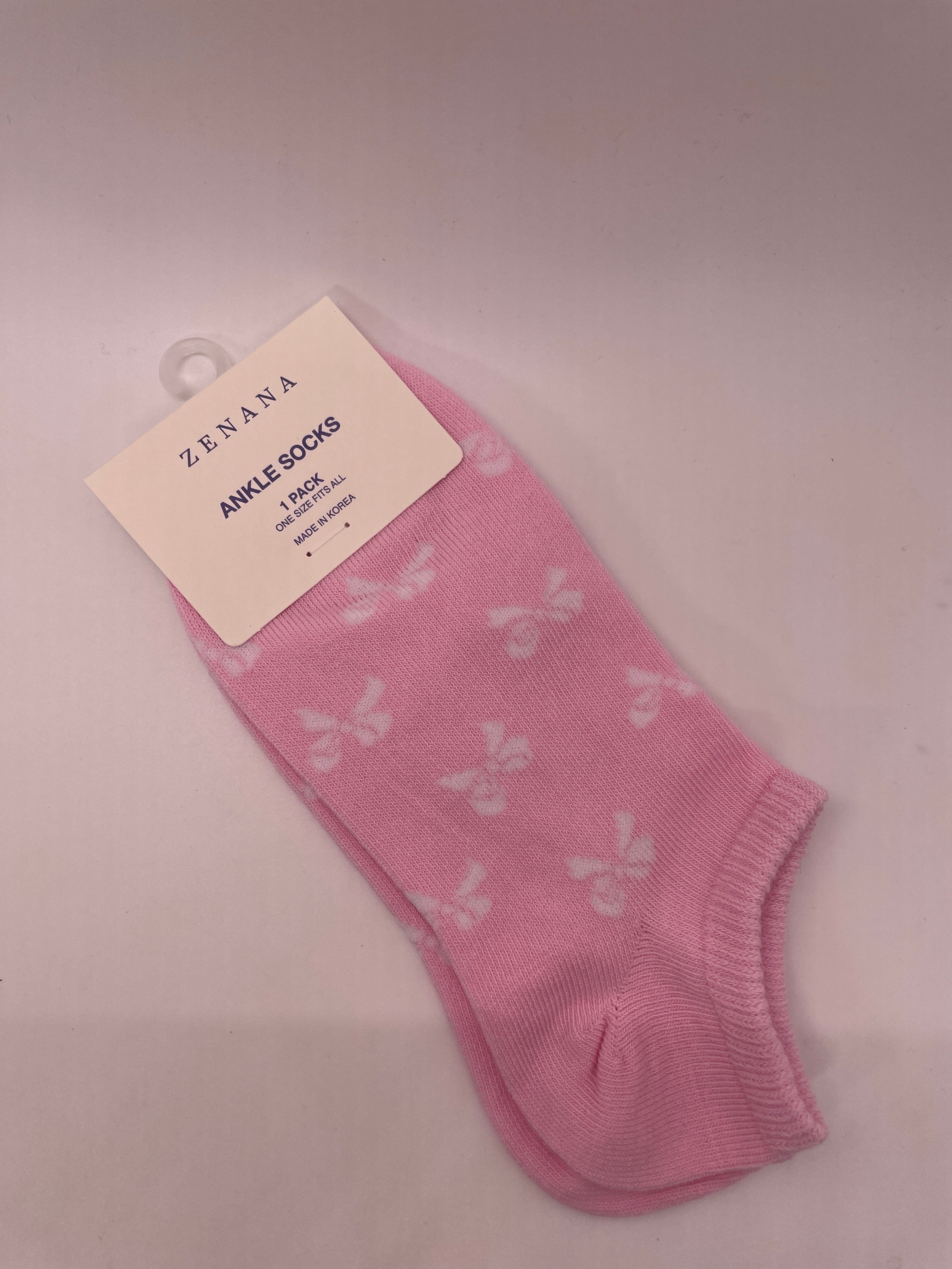 Pink Bow Ankle Socks