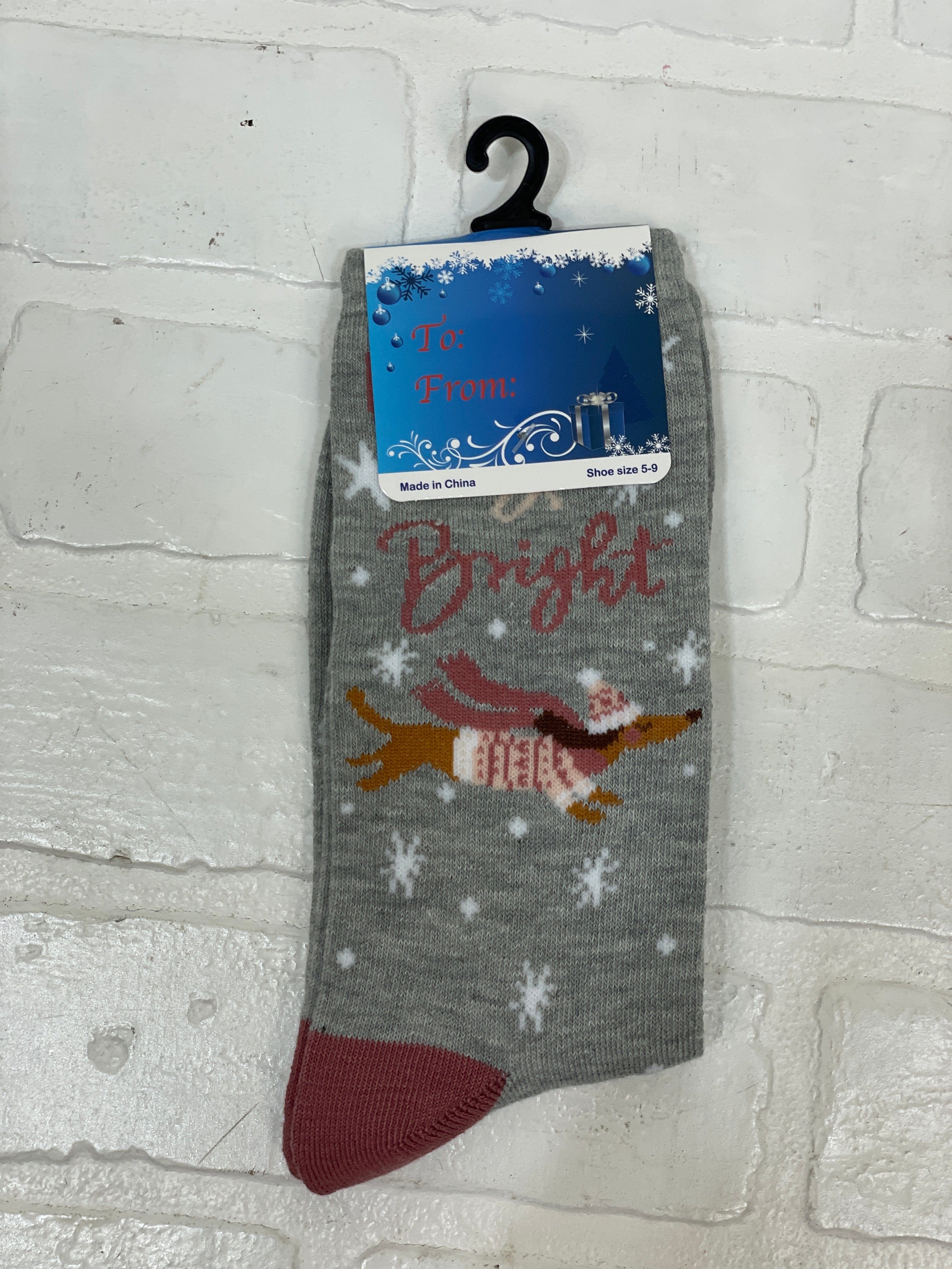 Grey Merry & Bright Socks